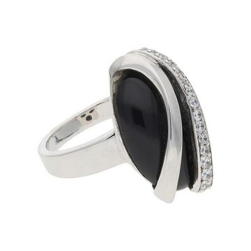 JuwelmaLux Fingerring JuwelmaLux Ring 925/000 Sterling Silber mit Zirkonia und Onyx JL30-07- (kein Set, 1-tlg)