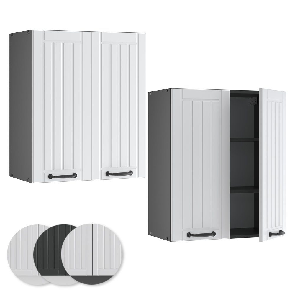 Vicco Hängeschrank Fame-Line, Weiß Landhaus/Anthrazit, 60 cm (1-St)