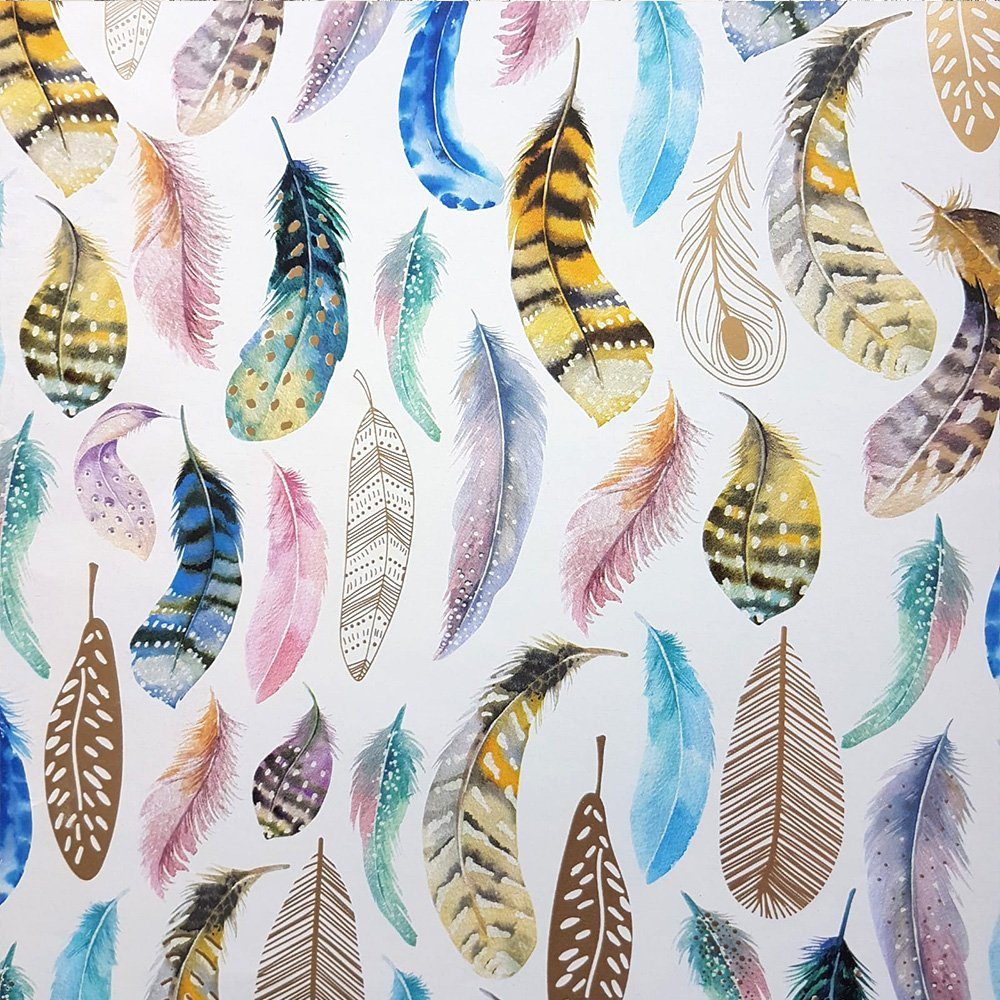 Star Geschenkpapier, Geschenkpapier mit Feder Muster 70cm x 2m Rolle pastell bunt