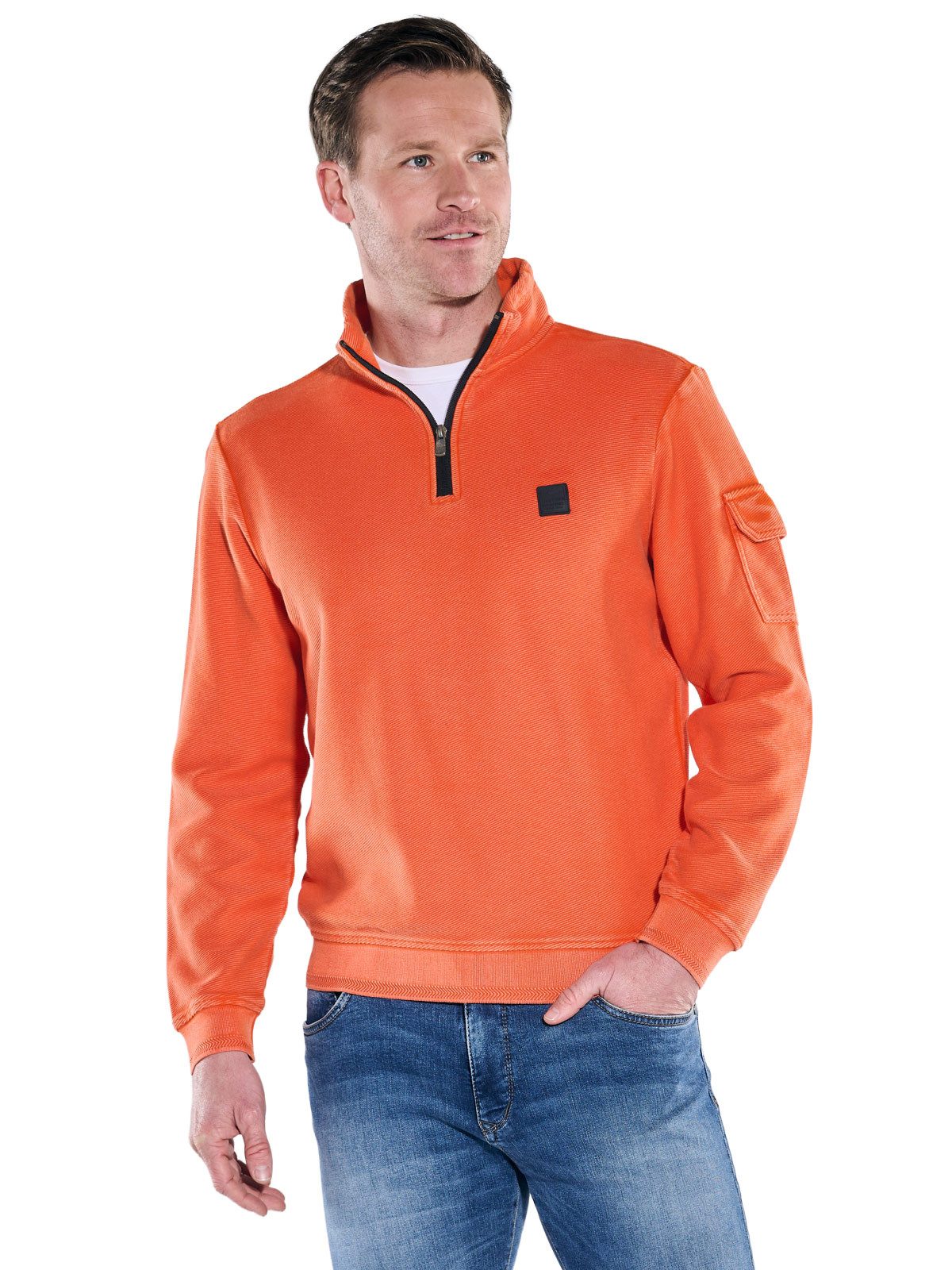 Engbers Sweatshirt Herren Sweatshirt Stehbund, Orange