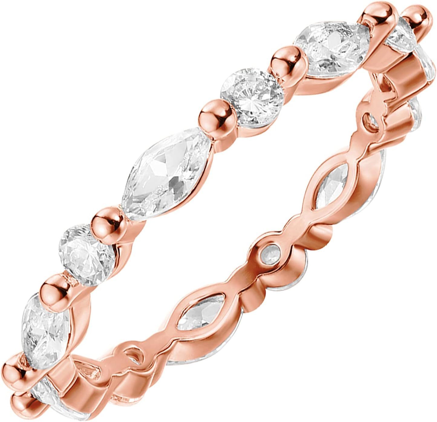 Jumpeak Diamantring 14 Karat Diamantring Stapelbarer Bandring, Echter Diamantring, Geschenk zum Geburtstag und zum Jahrestag