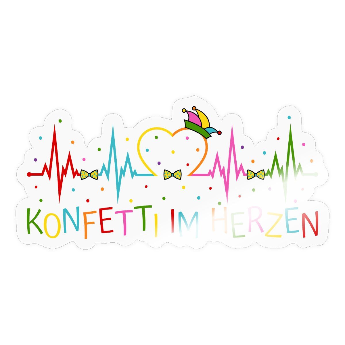 Spreadshirt Aufkleber Herzschlag Konfetti Im Herzen EKG Karneval Sticker Aufkleber