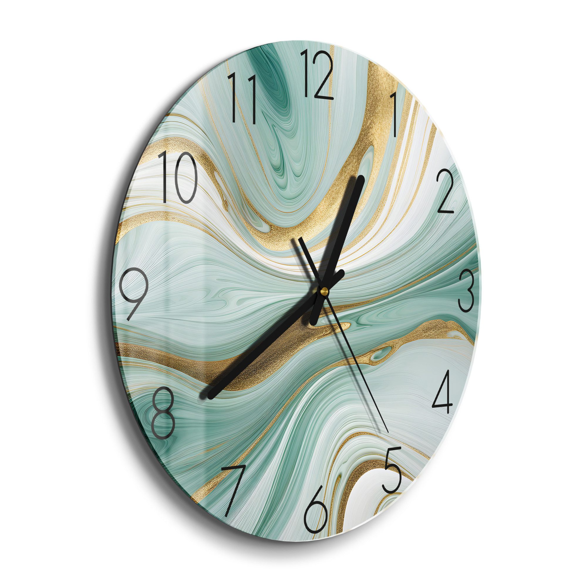DEQORI Wanduhr 'Smaragdfarbene Wogen' (Glas Glasuhr günstig online kaufen