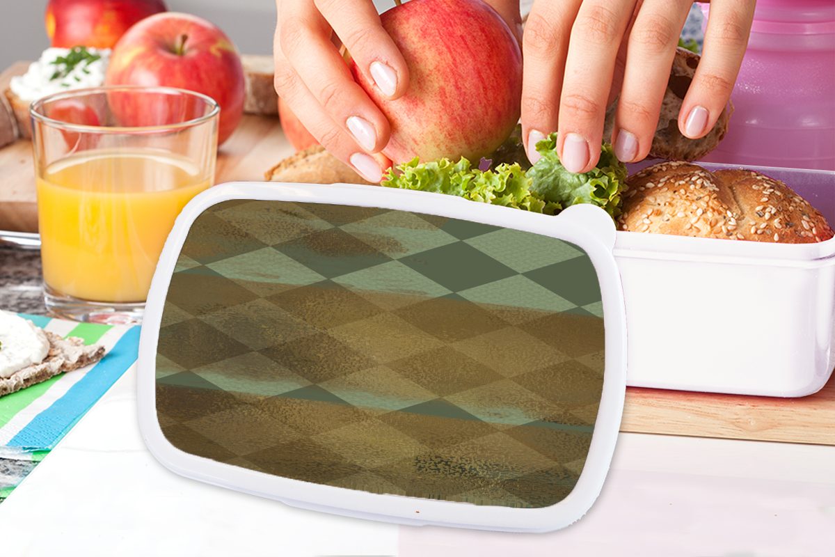 MuchoWow Lunchbox Muster - (2-tlg), für und Mädchen Kinder Kunststoff, - weiß Grün Brotbox für und - Erwachsene, Gold Brotdose, Farbe, Jungs