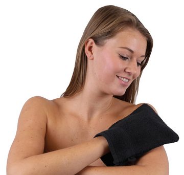 Betz Waschhandschuh 10 Stück Waschhandschuhe Premium 100% Baumwolle Waschlappen Set 16x21 cm Farbe nussbraun und schwarz