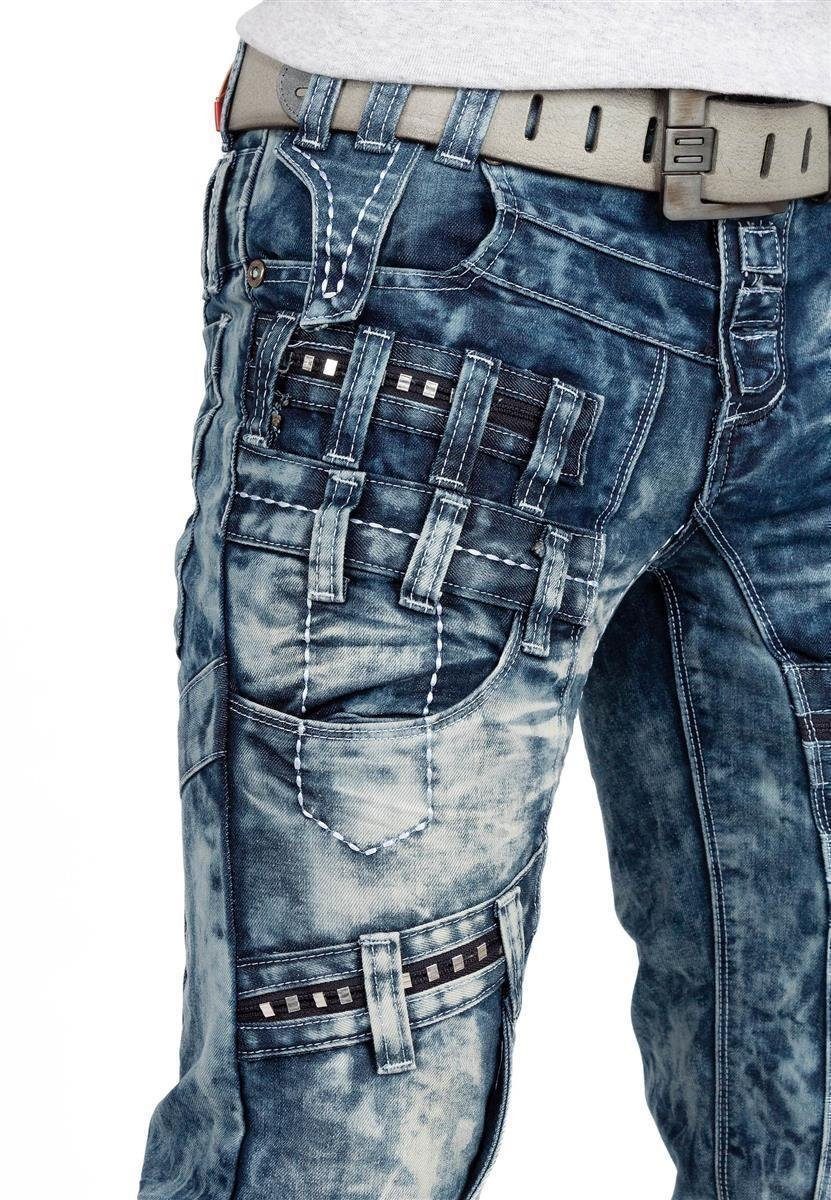 5-Pocket-Jeans Herren Regular Fit Jeans Stonewashed KM8004