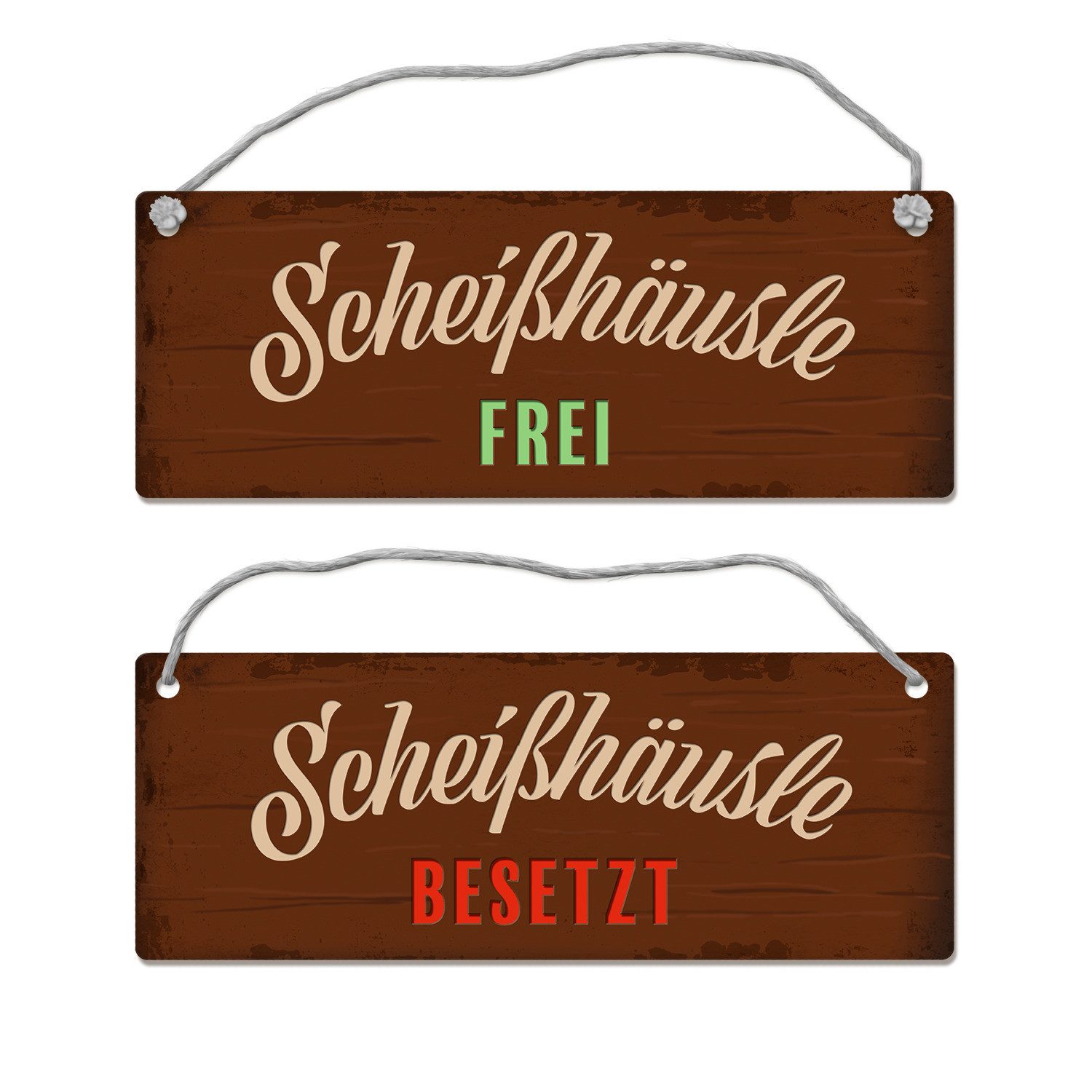 Metallschild Scheißhäusle frei oder besetzt Wendeschild mit Kordel Schild Dangler