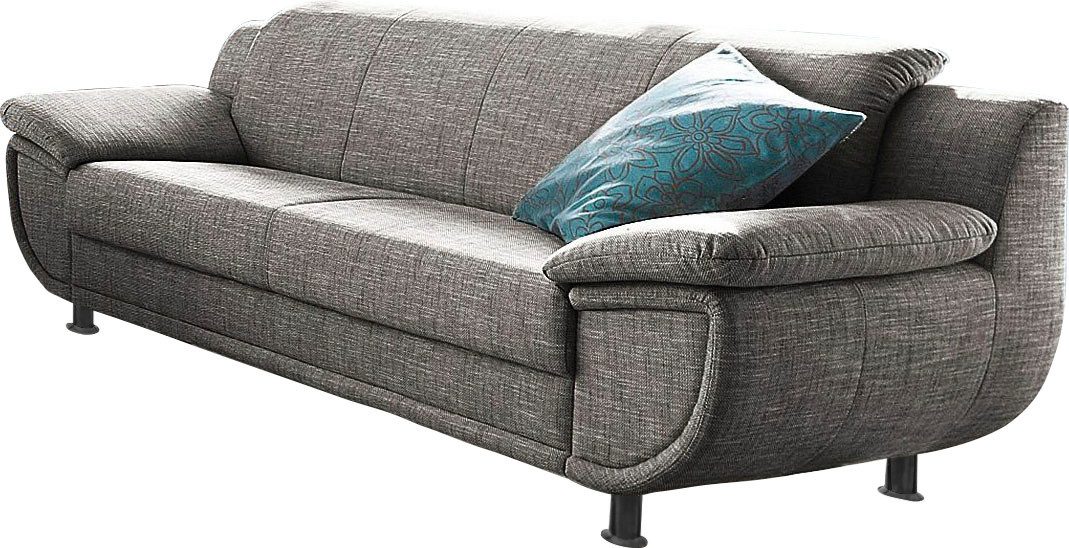 TRENDMANUFAKTUR 3-Sitzer Rondo 207 cm, Breite, breite Armlehnen, Füße schwarz, Big-Sofa wahlweise mit Federkern, in verschiedenen Bezügen bestellbar – Bild 2 von 5