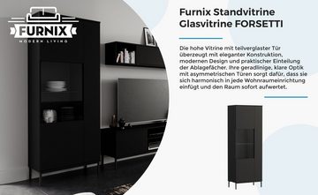 Furnix Standvitrine Glasvitrine FORSETTI WIT70 Hochvitrine mit Glastür mit Metallgestell, Push-to-Open Funktion, B70 x H190 x T41 cm