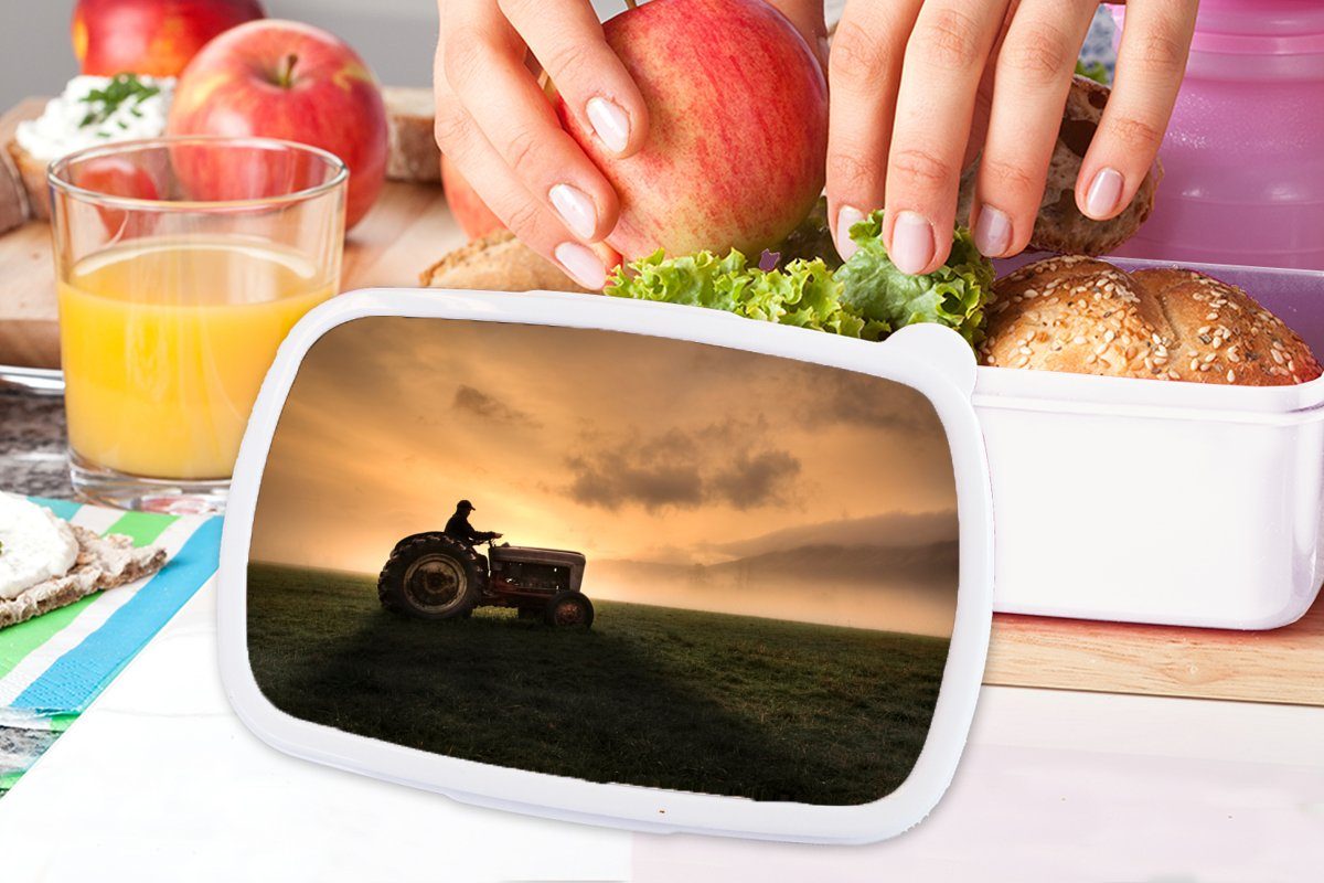 Erwachsene, für MuchoWow Nebel, Landwirt und Mädchen Lunchbox weiß - (2-tlg), und für Traktor Jungs - Kunststoff, Brotdose, Kinder Brotbox