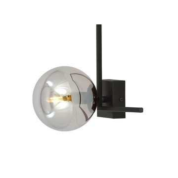 Licht-Erlebnisse Deckenleuchte EINAR, ohne Leuchtmittel, Metall Rauchglas E14 Schwarz Graphit Kugel Schirm Modern