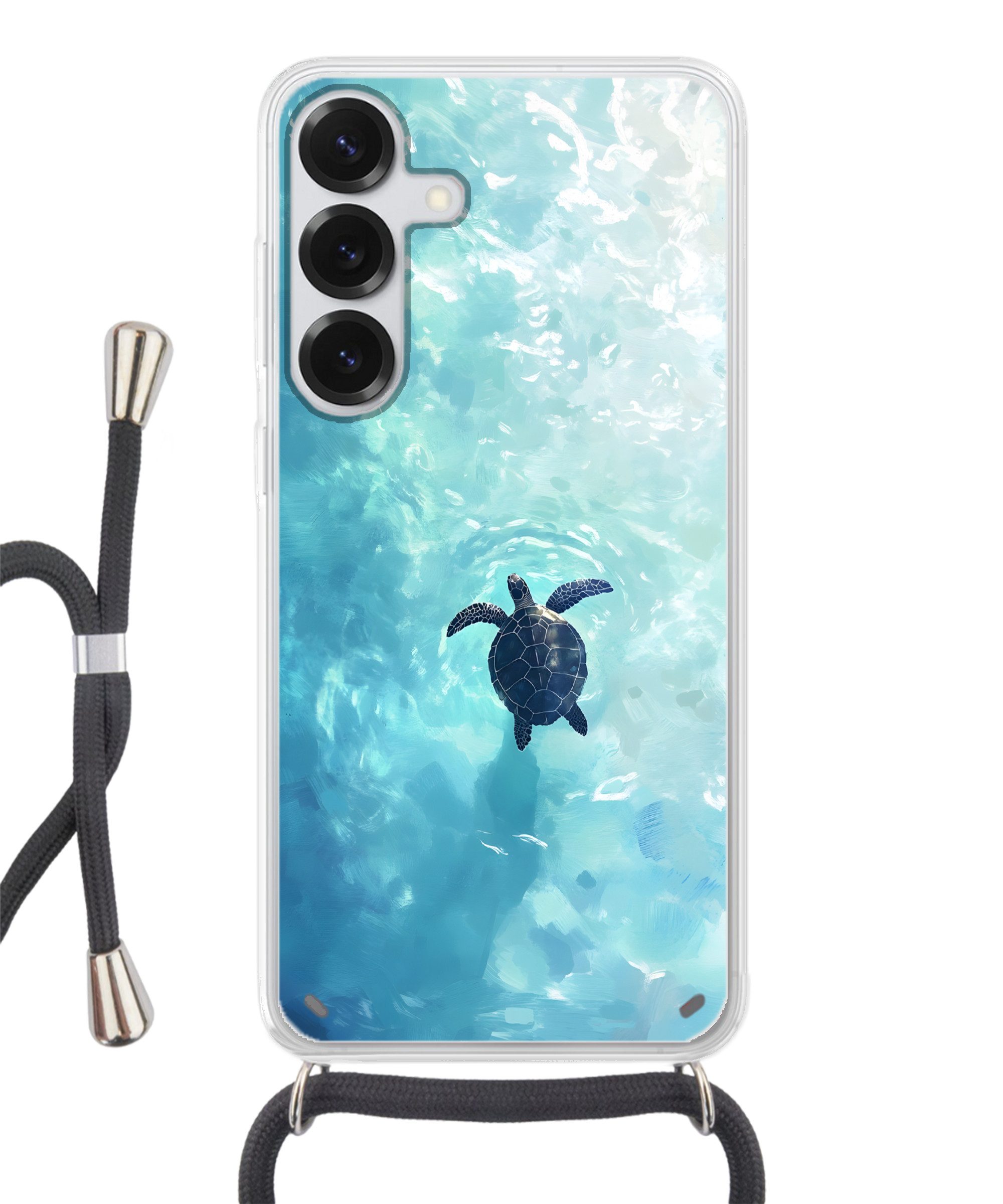 Handyhülle für Samsung Galaxy S25 Schildkröte - Meer - Blau - Glitzern