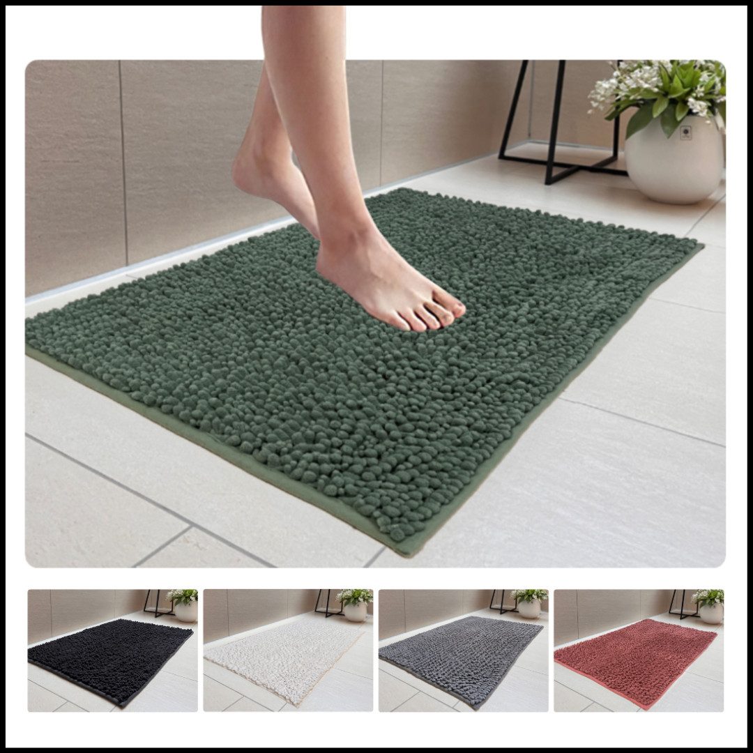 LIVINA HOME Badematte Badteppich rutschfeste Коврики для ванной, flauschiger und weicher Badteppich, rutschhemmend beschichtet, Chenillen Optik, trockene und schimmelresistente Badedecke, wasserabsorbierend, fußbodenheizungsgeeignet, schnell trocknend, Chenillen Optik, rechteckig