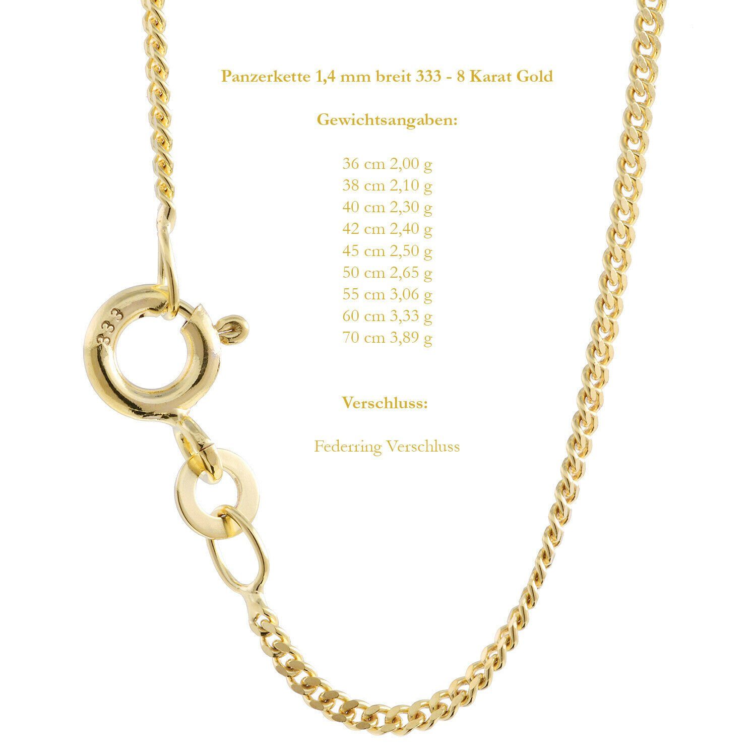 HOPLO Panzerkette Goldkette Panzerkette Länge 36cm - Breite 1,4mm - 333-8 K günstig online kaufen