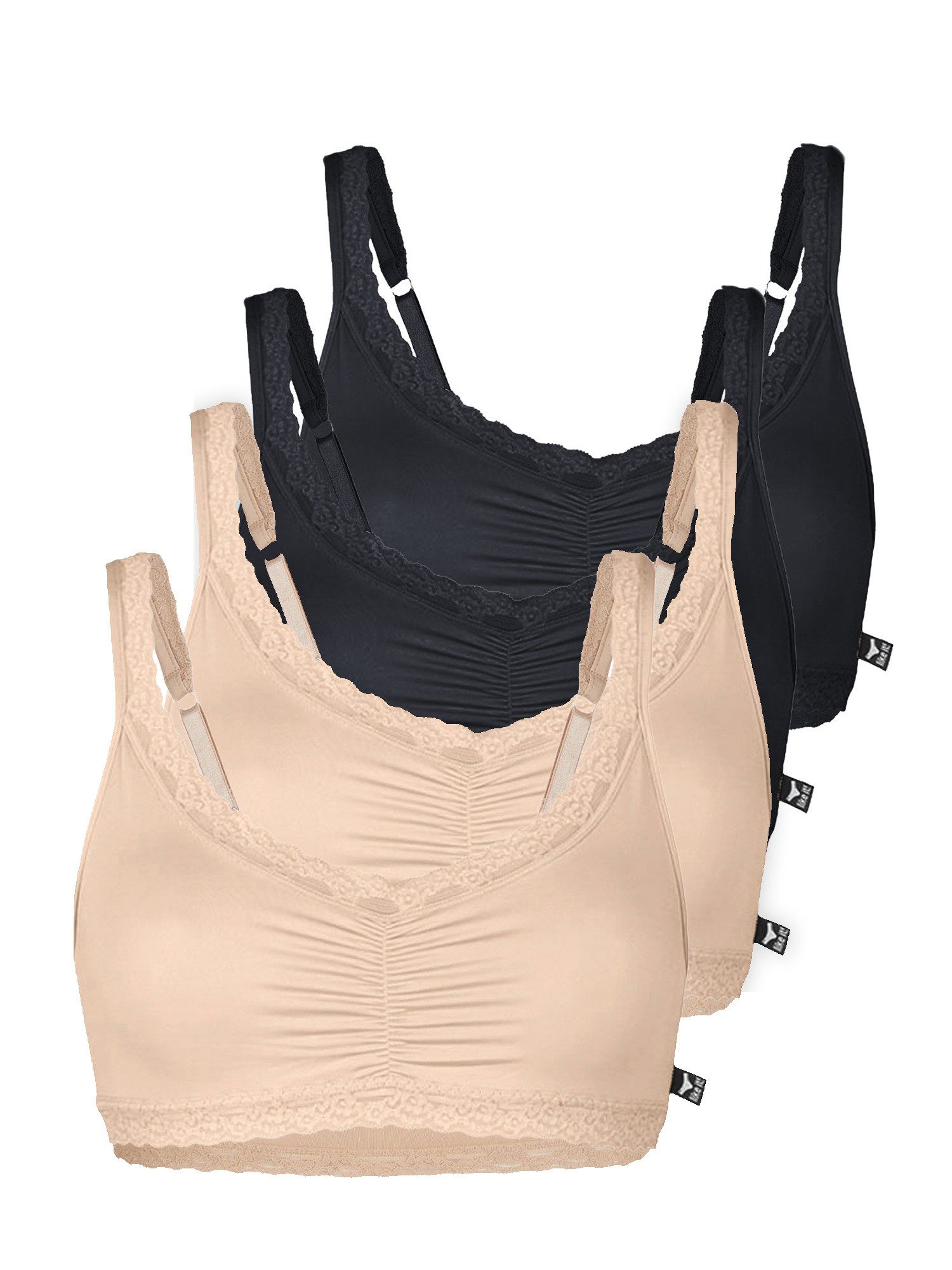 like it! Bustier 4er Pack Soft BH Olivia (Packung, 4-tlg) ohne Pads/Schale, einfache textil Cups, glatte Ware mit feinem Glanz