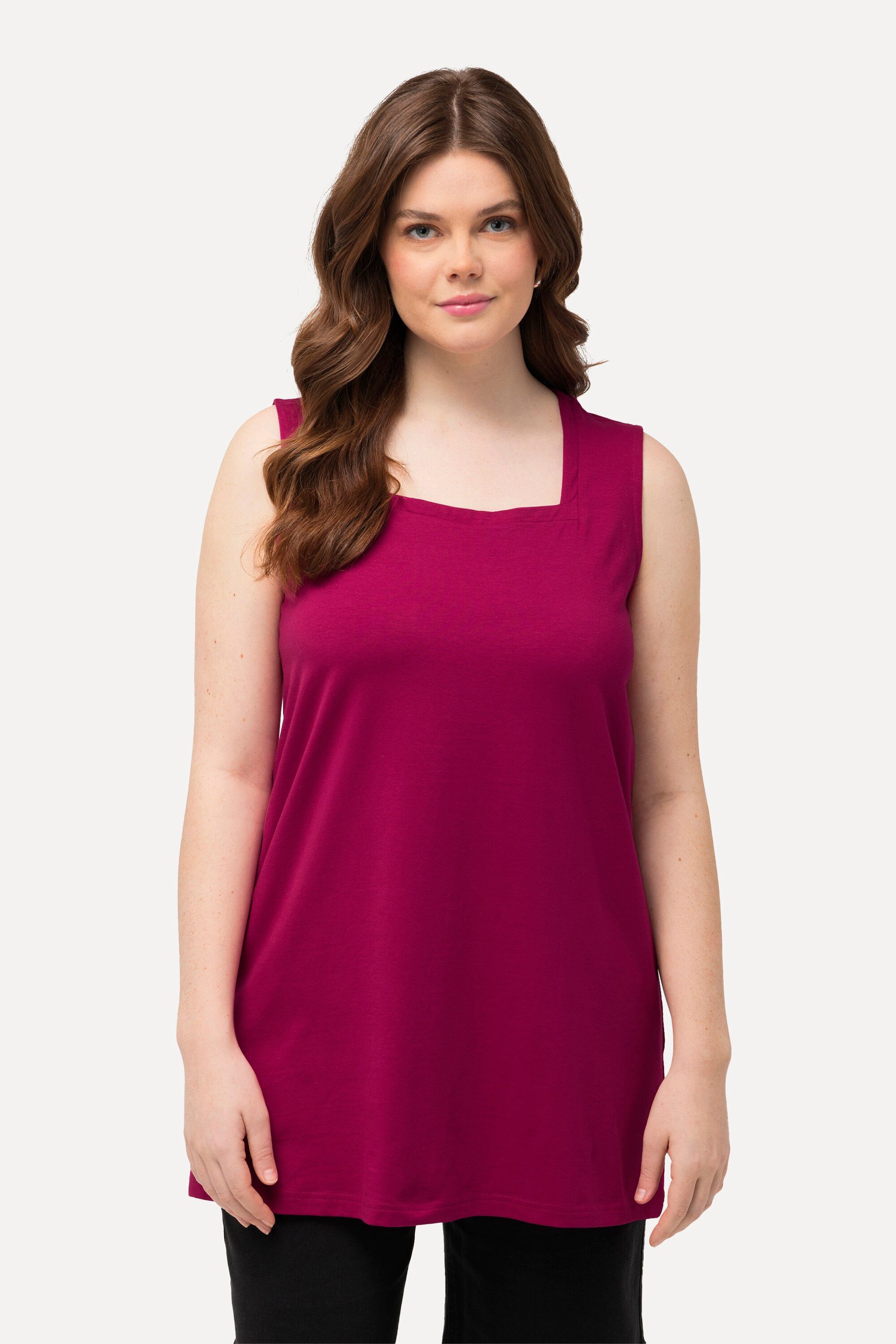 Ulla Popken Longshirt Longtop Classic Fit Carré-Ausschnitt ärmellos günstig online kaufen