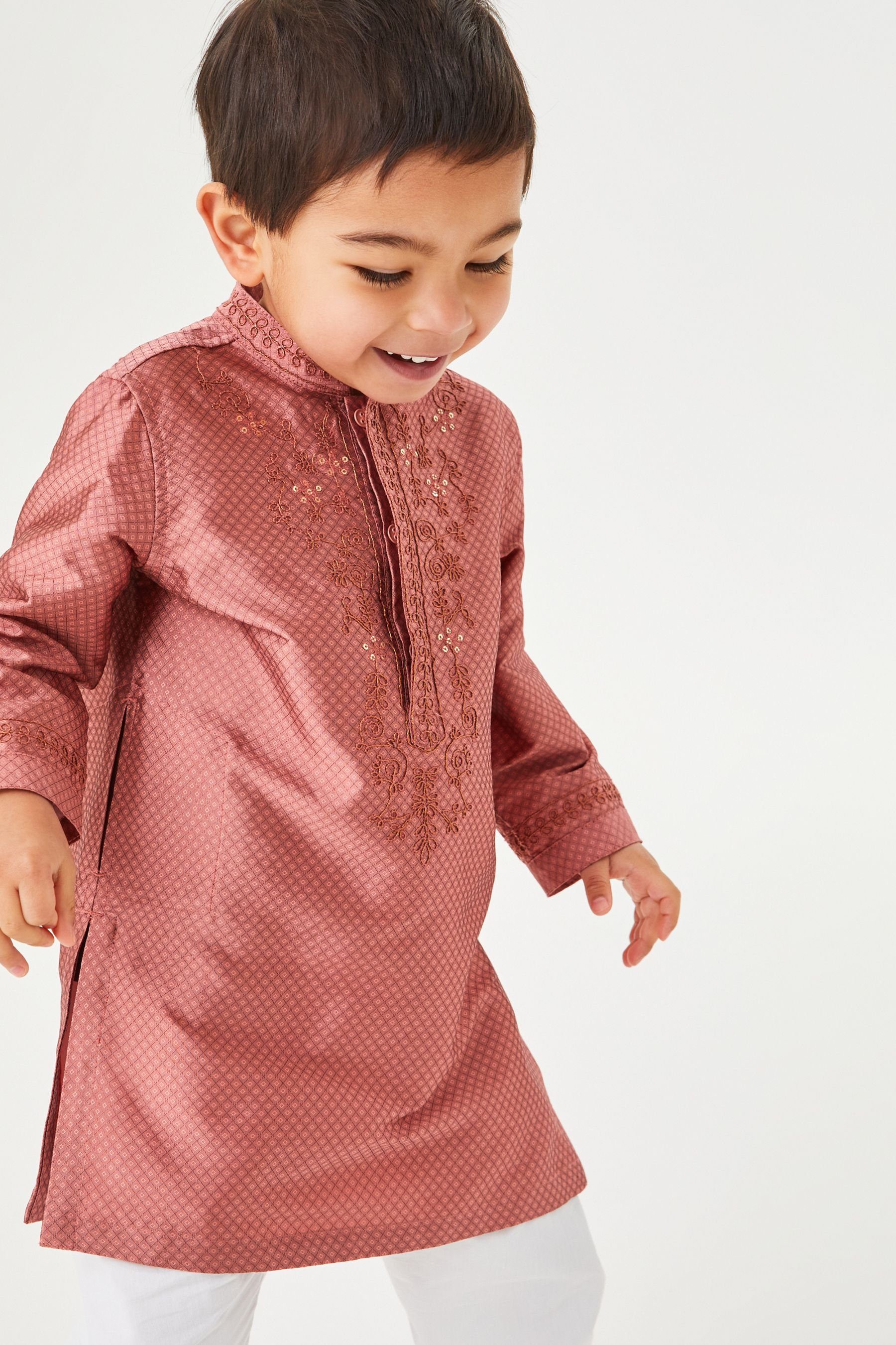 Stickereien Tunikashirt Next Kurta-Hemd mit Pink (1-tlg)