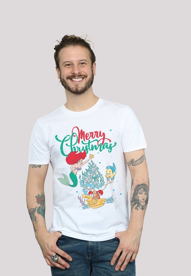 F4NT4STIC T-Shirt Arielle die Meerjungfrau Weihnachten Print, Rippbündchen  am Hals und Doppelnähte am Saum
