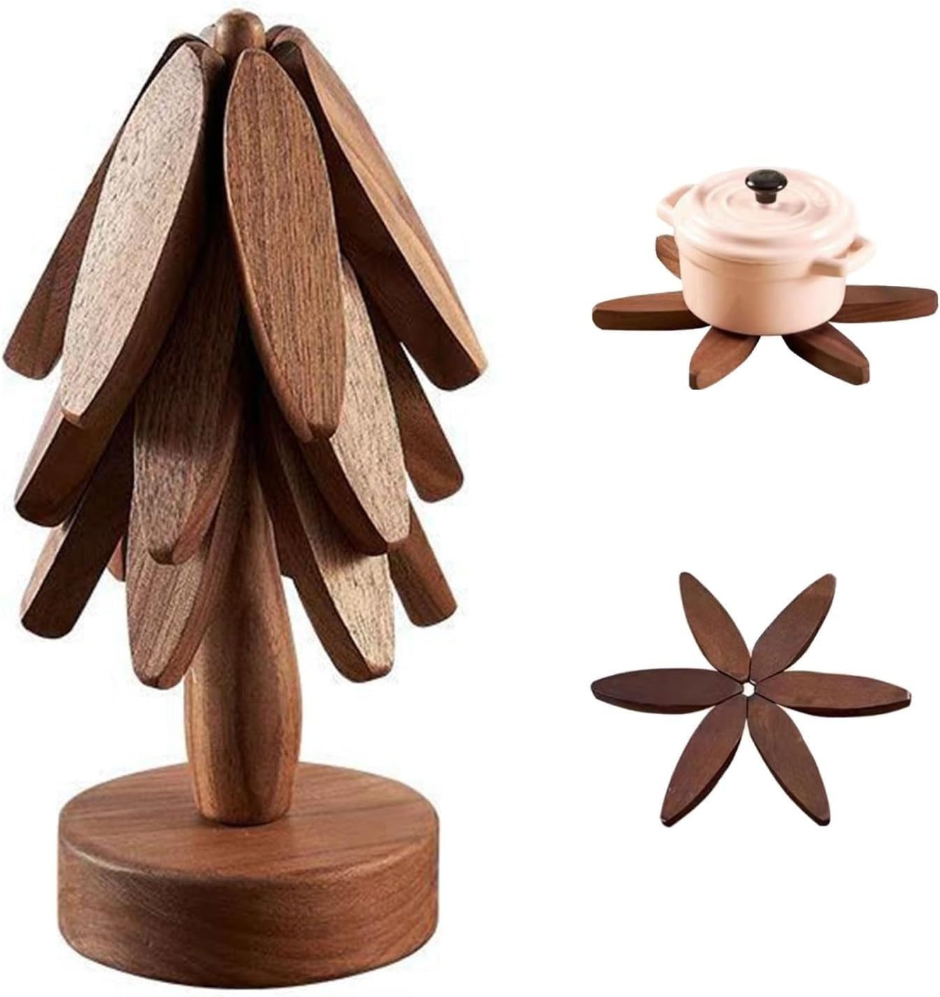 LEMLIT Topfuntersetzer Weihnachtsbaum-Untersetzer und aus Holz,3 Holzuntersetzer, Zubehör für Pfannen,Topfe, Auflaufformen, 1er Set, 1-tlg., dekoratives Servier- und Wohnaccessoire, praktisches Geschenk