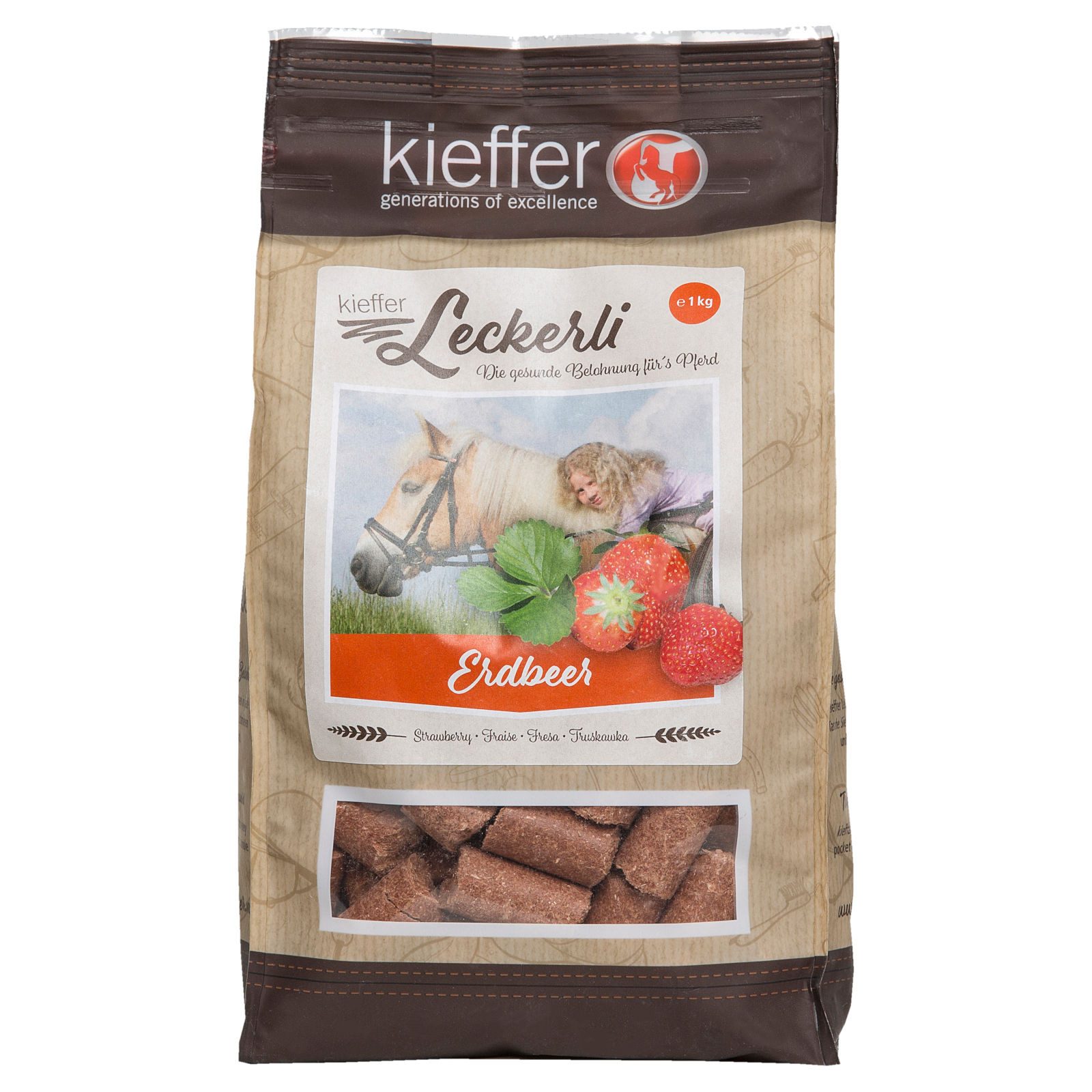 Kieffer Leckerli Erdbeer, natürlicher Leckerbissen für Pferde, 1 kg, Snack für: Pferd