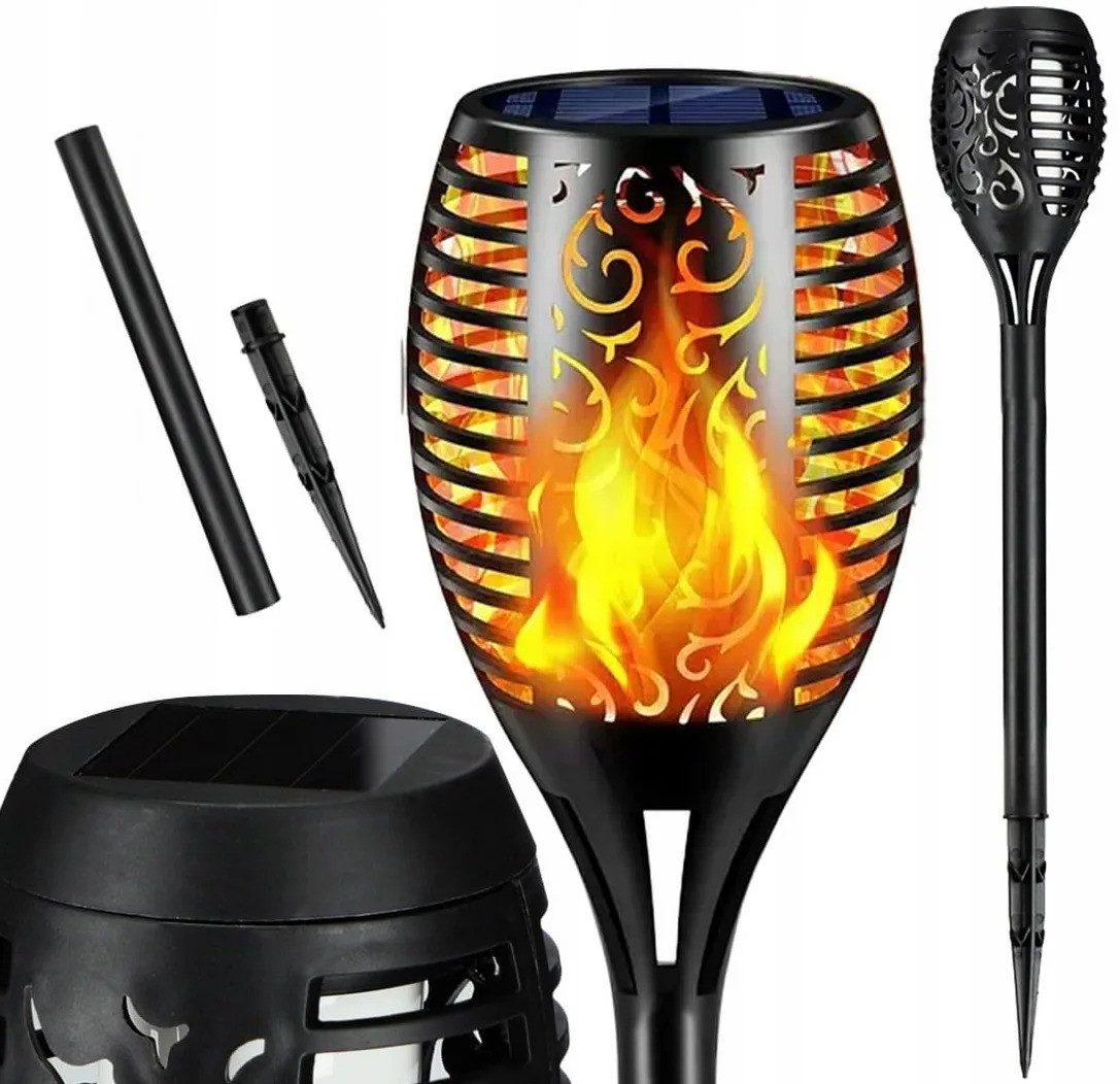 LEDLIGHT LED Gartenfackel Solarlampe LED Fackellampe mit Dämmerungssensor 51 cm warmweiß IP44, LED fest integriert, warmweiß, Dämmerungssensor kabelloser Betrieb Solarbetrieb