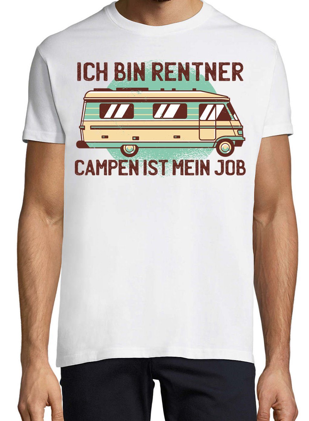 ist Frontdruck mit mein Weiss T-Shirt Herren Rentner Youth T-Shirt Ich Job Campen Trendigem Designz bin