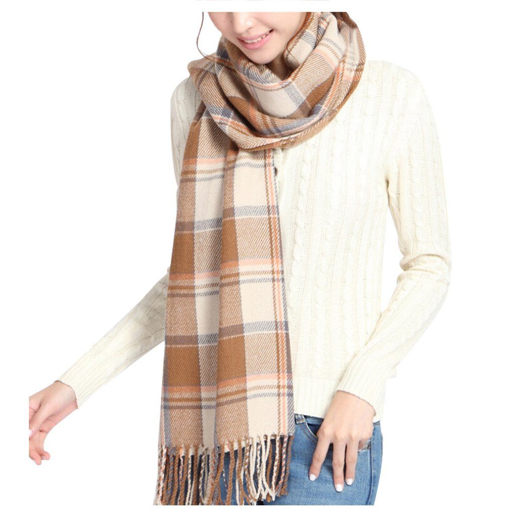 Coonoor Modeschal Damen Herren Winter Warm Kaschmir-Imitat Kunstkaro Weich Schal, mit Fransen, 60x200cm, Geschenk Weihnachtsgeschenk