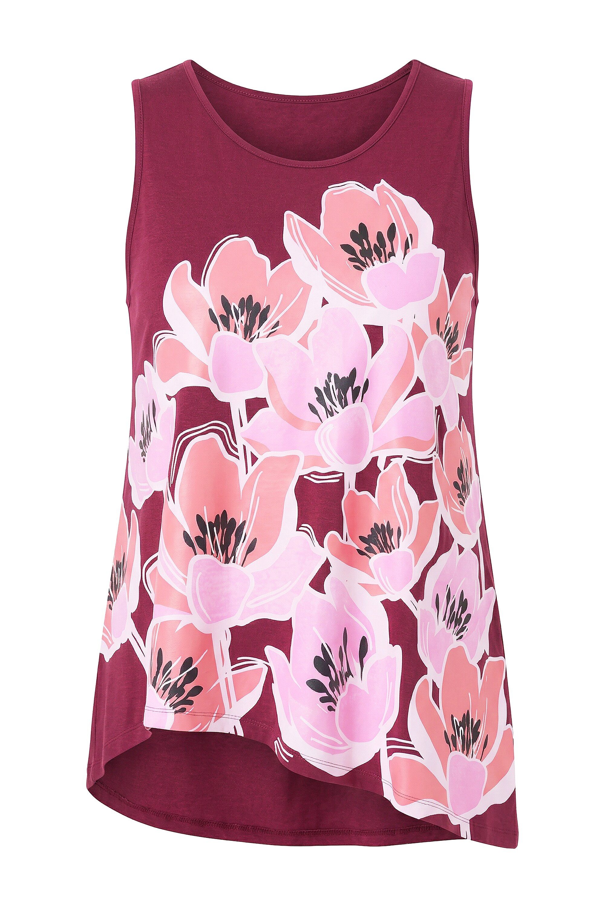 MIAMODA Longtop Longtop A-Linie Blumen-Motiv Zipfelsaum