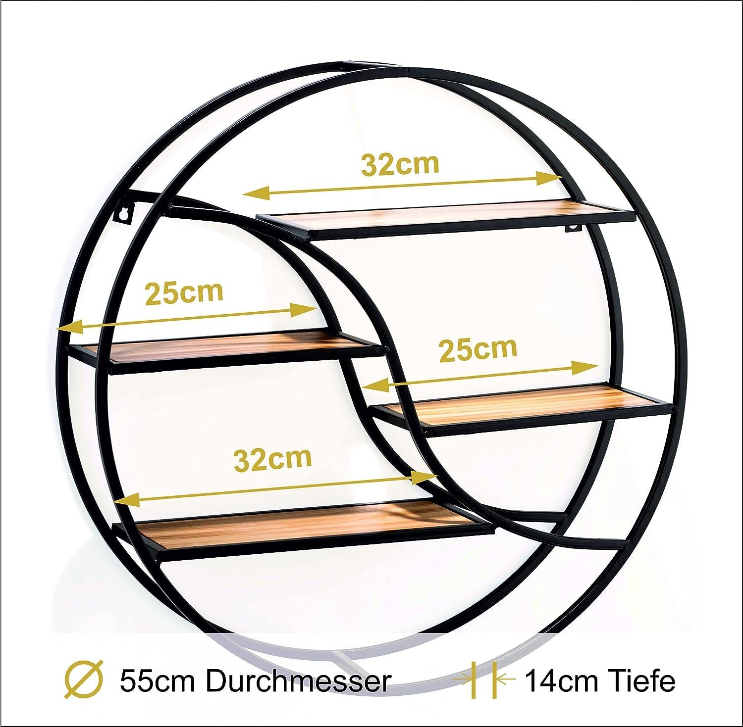 Coradoma Deko-Wandregal Wandregal Schwarz Metall Hängeregal günstig online kaufen