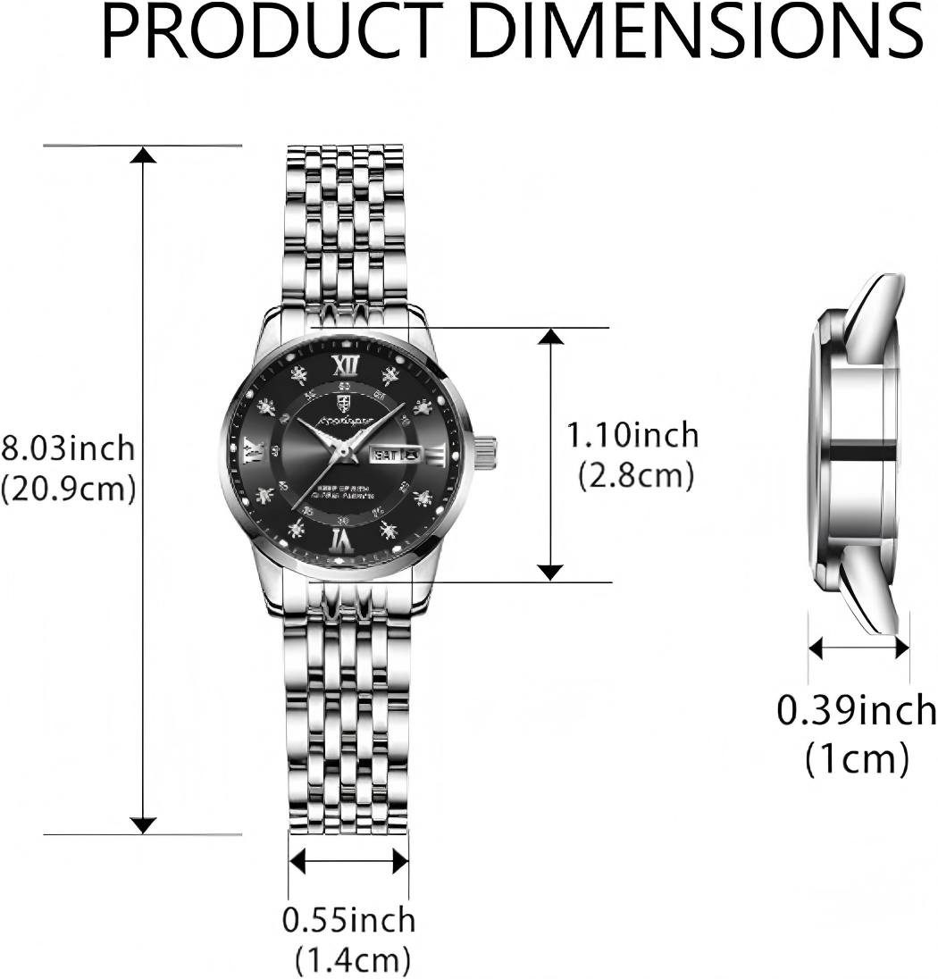 Forrlite Quarzuhr Quarzuhr Multifunktionsuhr Armbanduhr, Chronograph Damenuhr, (Edelstahl Uhr für Damen modisch und leger)