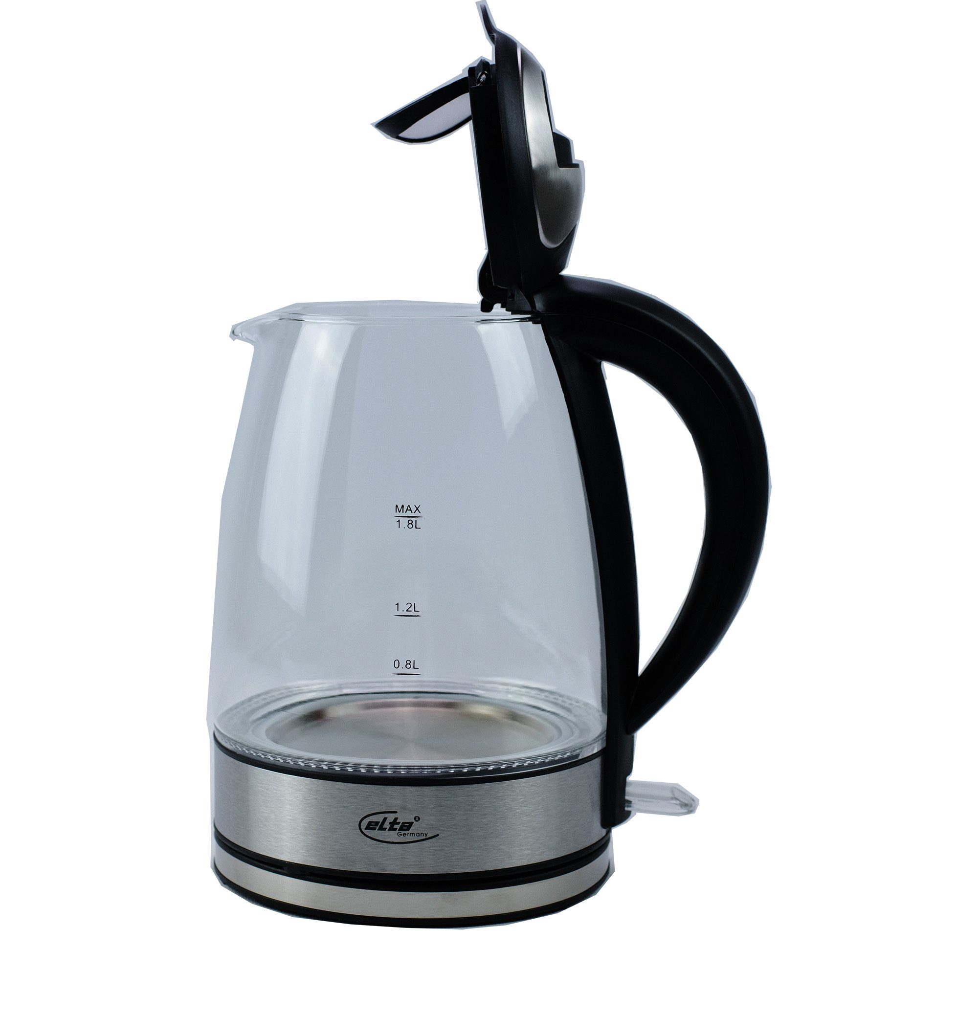 Elta Wasserkocher Glas, 1.8 l, 2200 W, blaue LED Beleuchtung, Kalkfilter