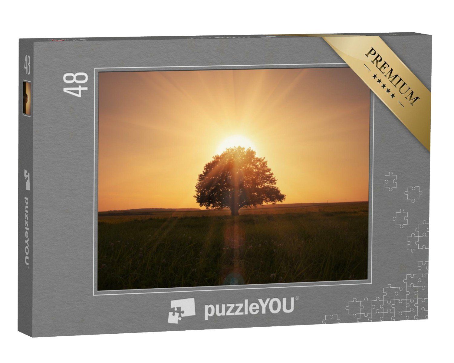 puzzleYOU Puzzle Sonnenaufgang mit Baum, 48 Puzzleteile, puzzleYOU-Kollektionen Bäume, Wald & Bäume