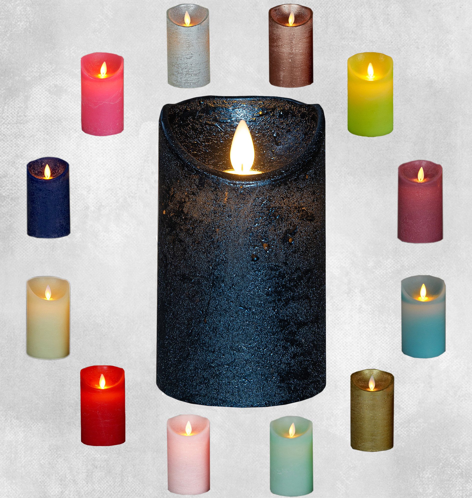 Coen Bakker Deco BV LED-Kerze LED Echtwachskerze Kerze 10 / 12,5 / 15 cm Timer Ø 7,5cm Wachskerze (1-tlg), große Farb- und Größenauswahl, Echtwachskerzen mit Timerfunktion