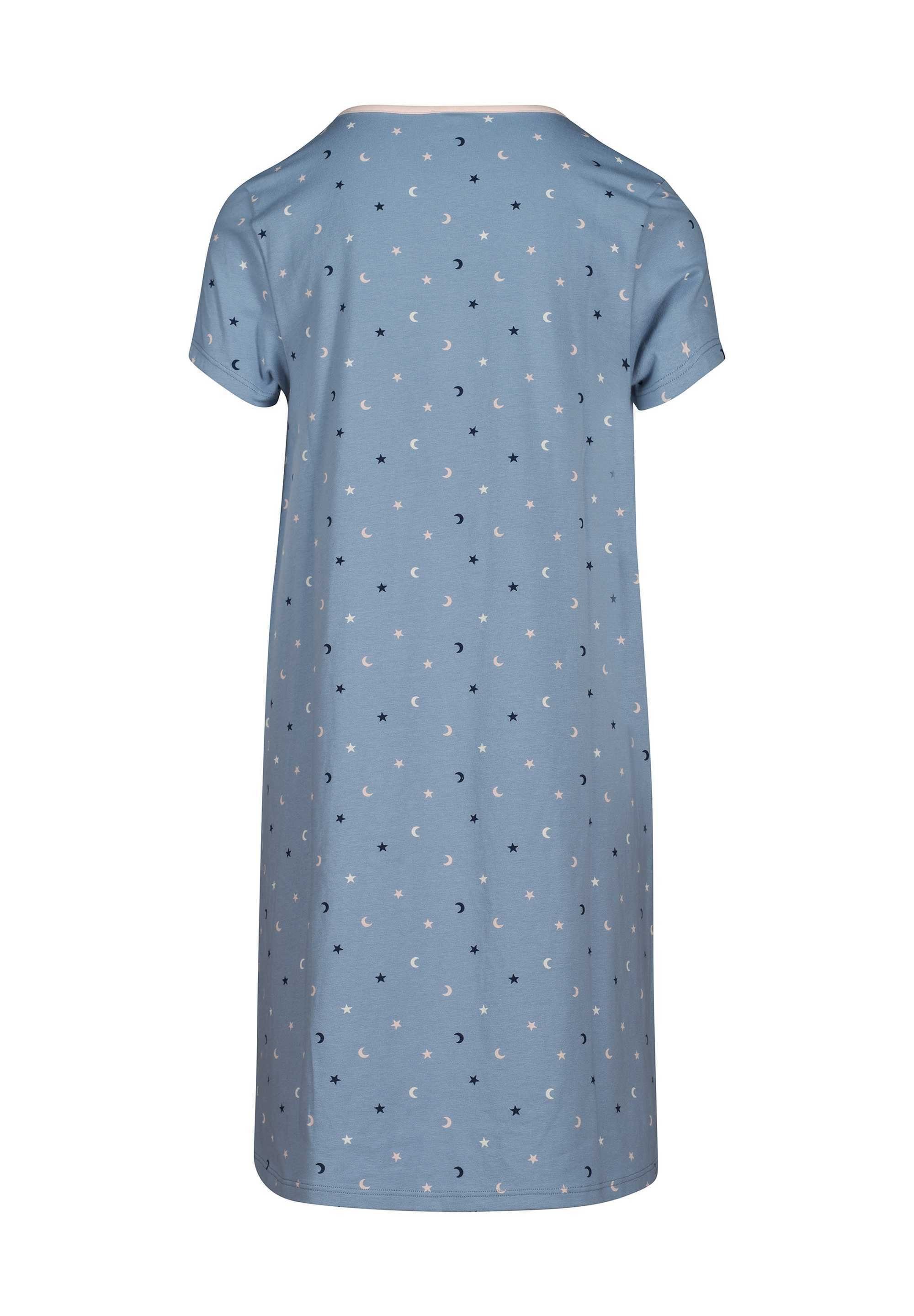Blau/Sterne Kinder - Sleepshirt, Skiny Kurzarm, Pyjama Nachthemd Mädchen