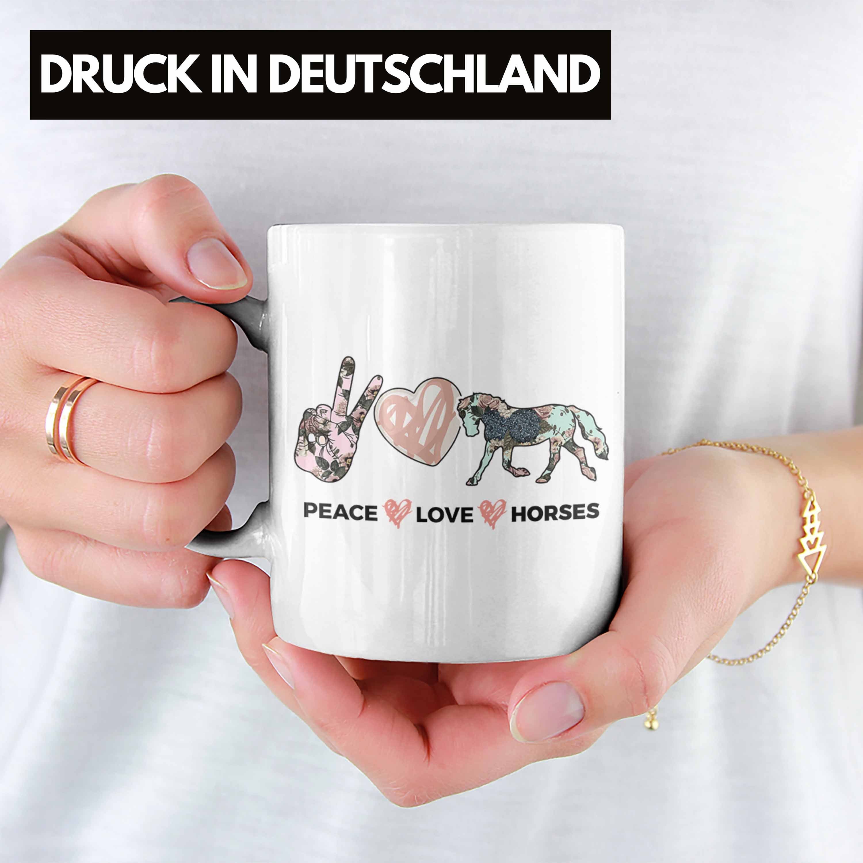 Geschenk Trendation Trendation Tasse Horses, Peace Pferdeliebhaber - Weiss Pferde Geschenke Lustig Love Pferde keramik Tasse Mädchen Reiterin