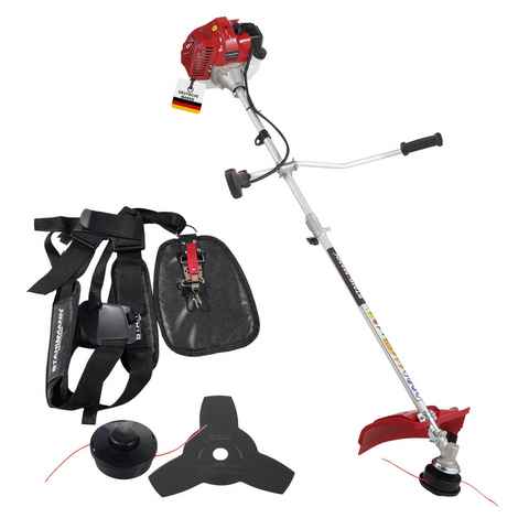 Stahlmann Benzin-Motorsense Stahlmann Freischneider Benzin MS520 – Motorsense Benzin, (Rasenkantenschneider und Rasentrimmer mit Tragegurt), mit kraftvollem 2PS Motor, 42cm Schnittbreite, 1,3 Liter 2-Takt