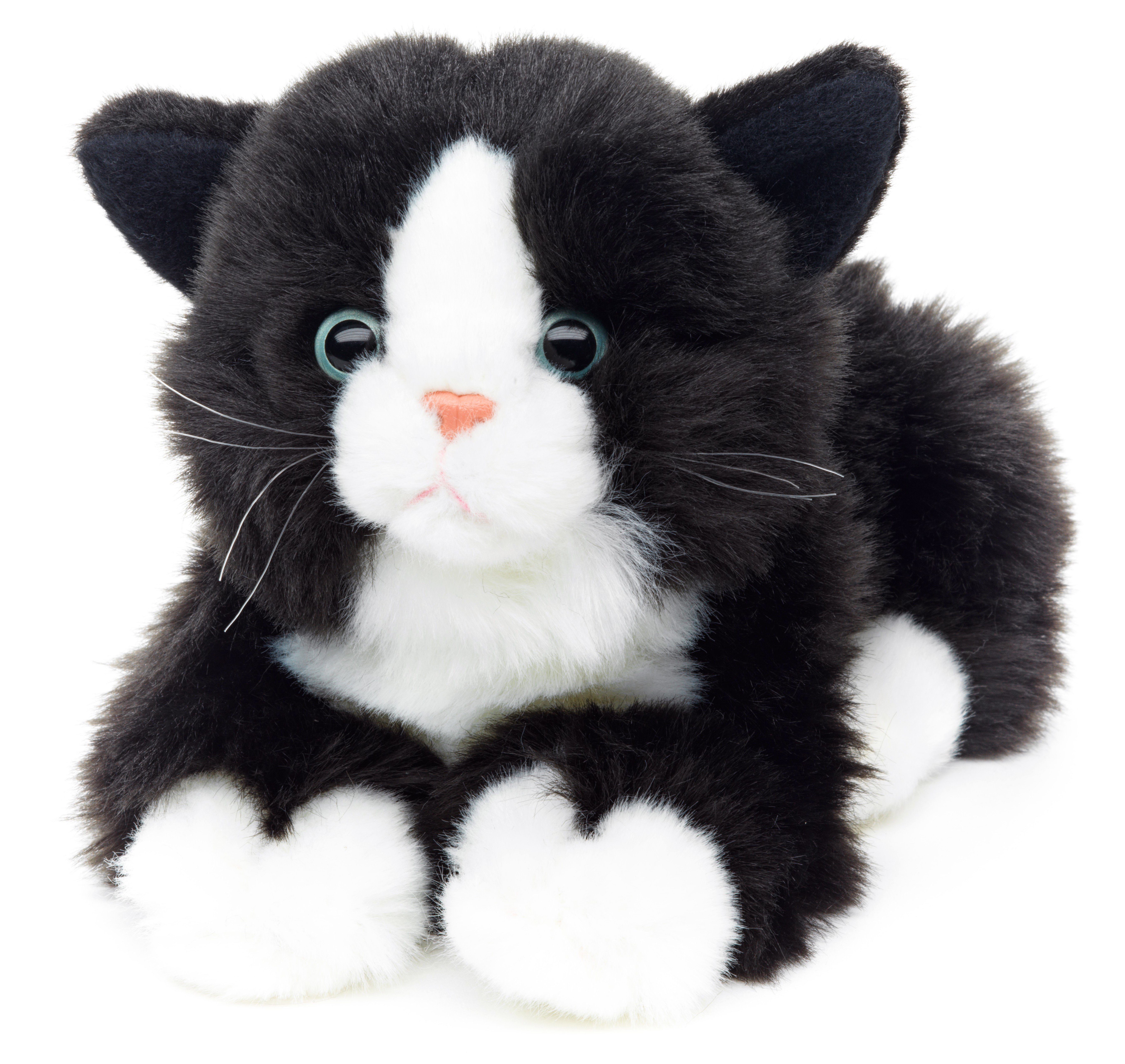 Uni-Toys Kuscheltier Katze, liegend - versch. Fellfarben - Länge 20 cm - Plüsch, Plüschtier, zu 100 % recyceltes Füllmaterial