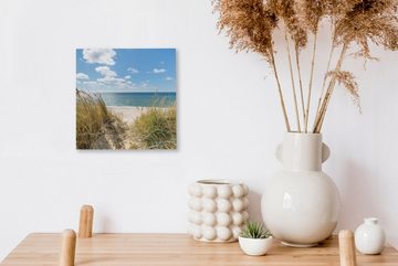 OneMillionCanvasses® Leinwandbild Düne - Gras - Meer - Strand, (1 St), Leinwand Bilder für Wohnzimmer Schlafzimmer