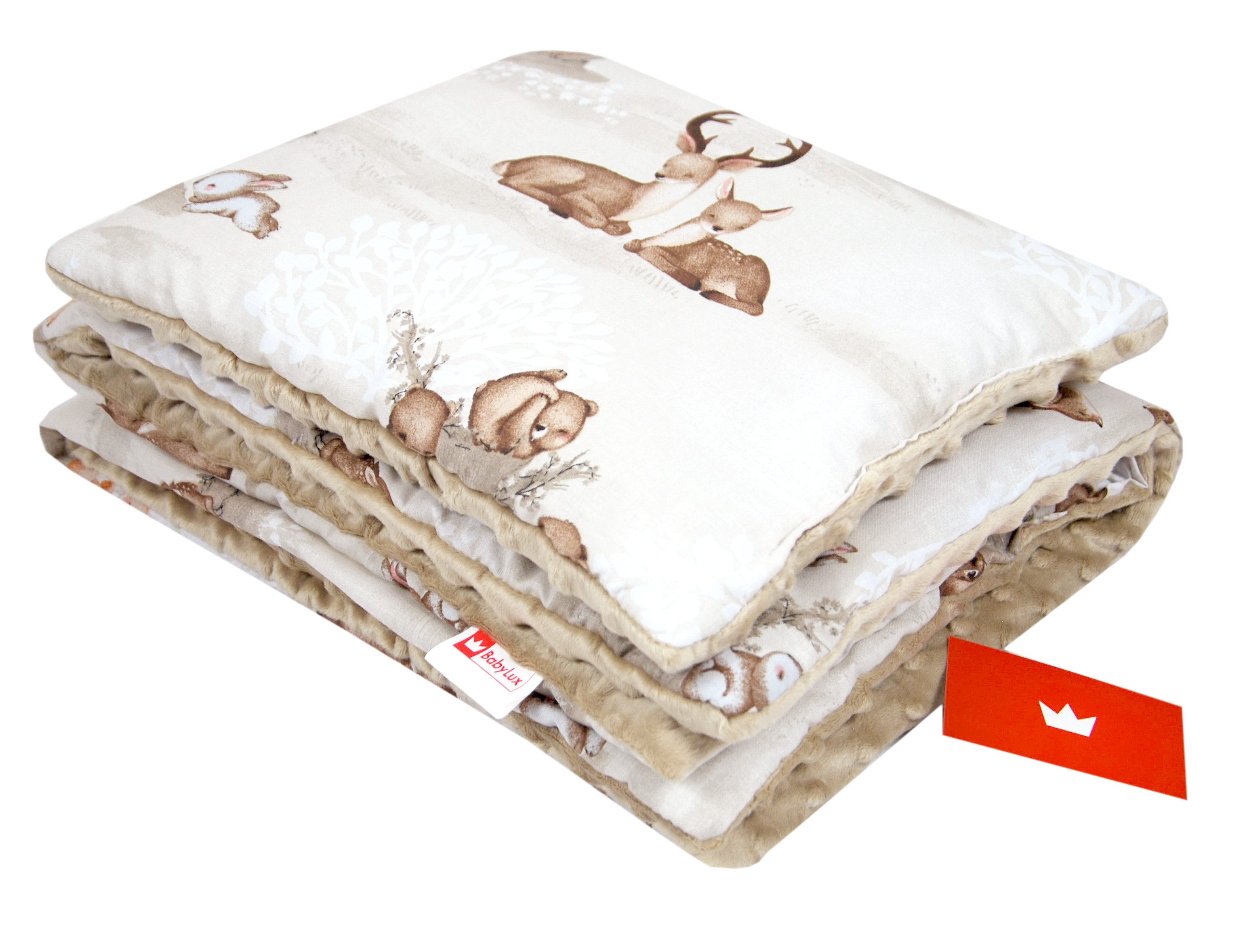 Kinderdecke BABYLUX Babydecke MINKY 2Set Kuscheldecke Decke 75 x 60cm Kinderwagen, BabyLux, MP133. Beige + Frühlingsmelodie