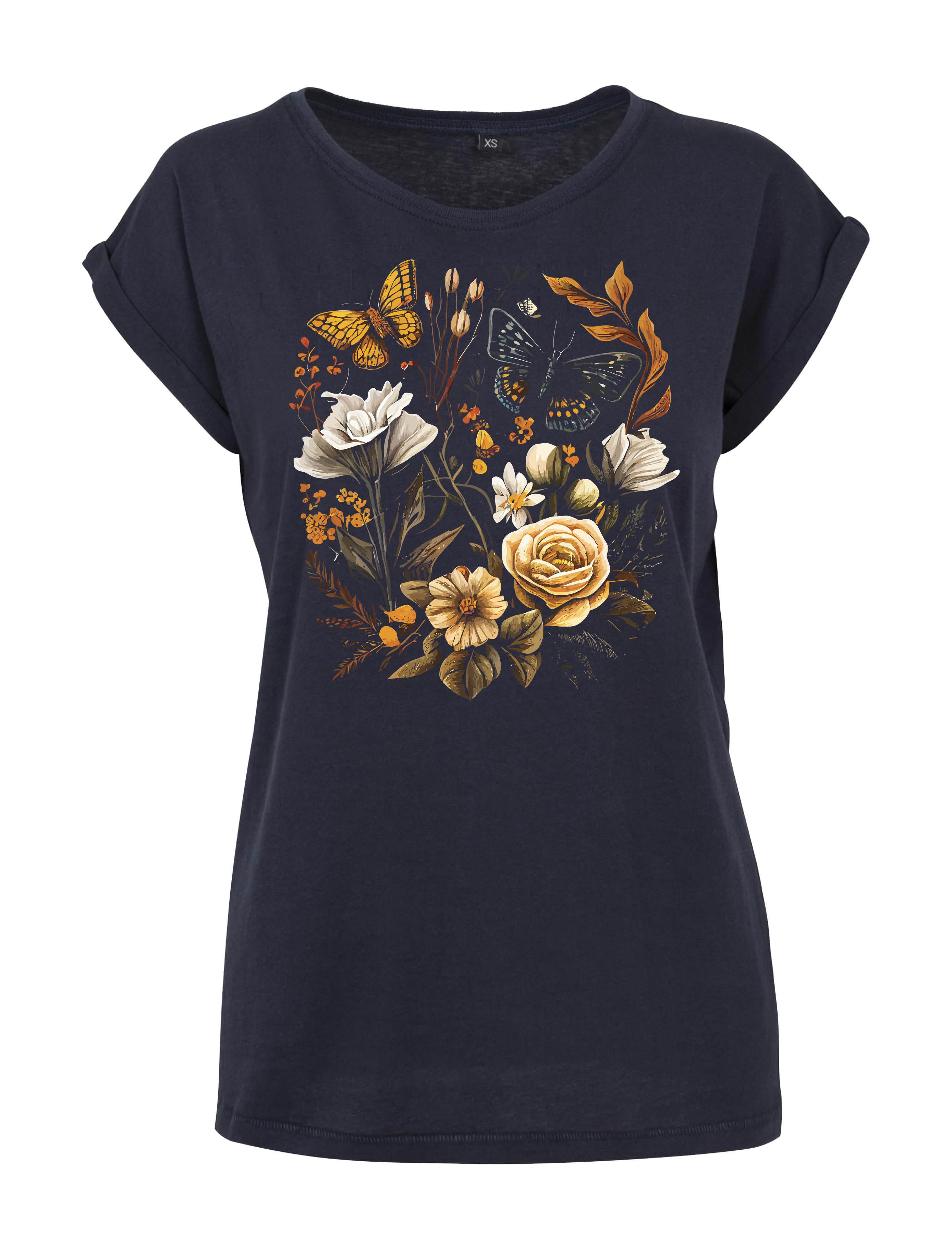 Youth Designz Print-Shirt Flowers Botanic Damen T-Shirt Statement Geschenk Frauen Motiv mit stylischen Blumen Aufdruck für Frauen