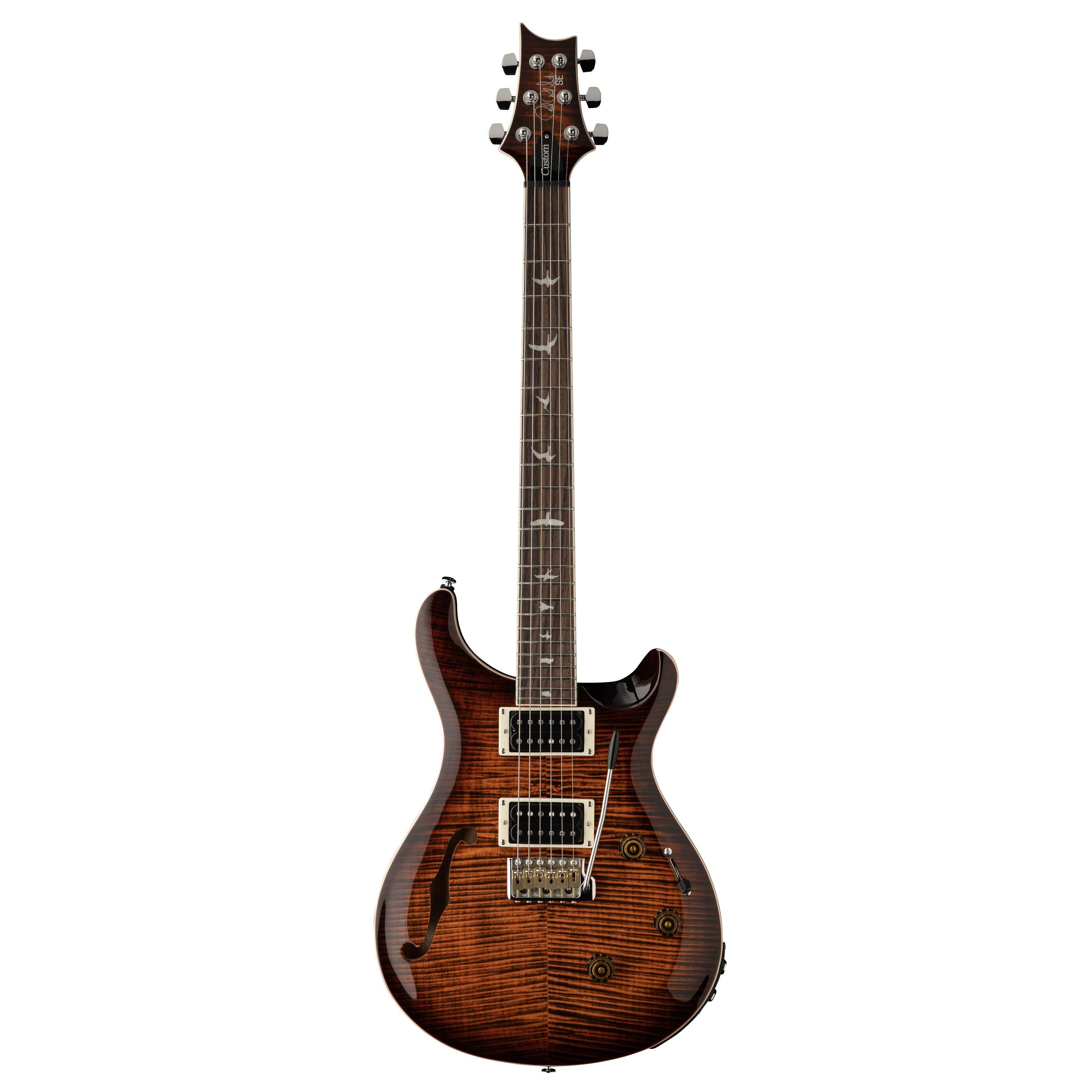 PRS E-Gitarre, E-Gitarren, PRS-Modelle, SE Custom 24 Semi-Hollow Orange Tiger Smokeburst - E-Gitarre