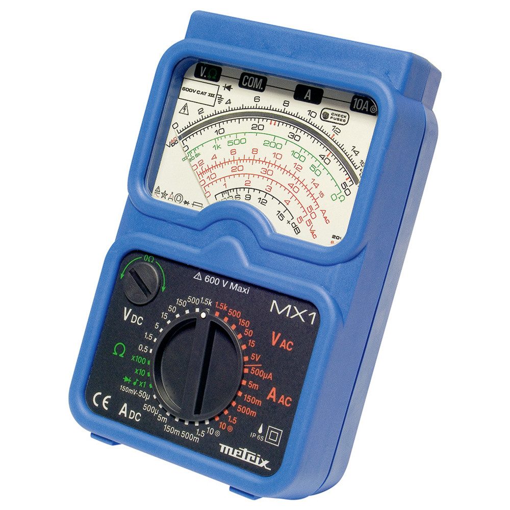 METRIX Spannungsprüfer Metrix MX 1 Hand-Multimeter analog Spritzwassergeschützt (IP54), Stra, (MX 1)
