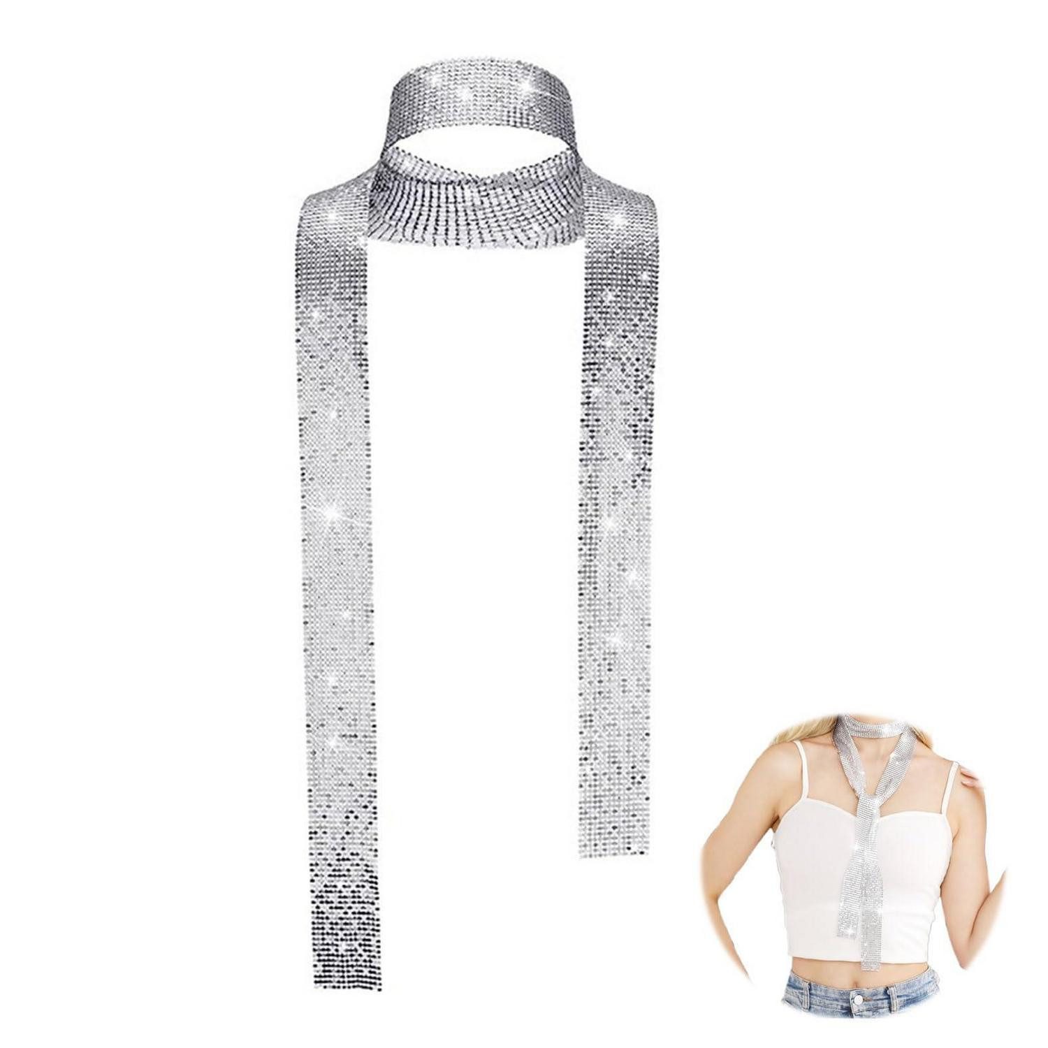 LuxusKollektion Halstuch Schal Damen Pailletten Silber 150-160cm, (1-St)