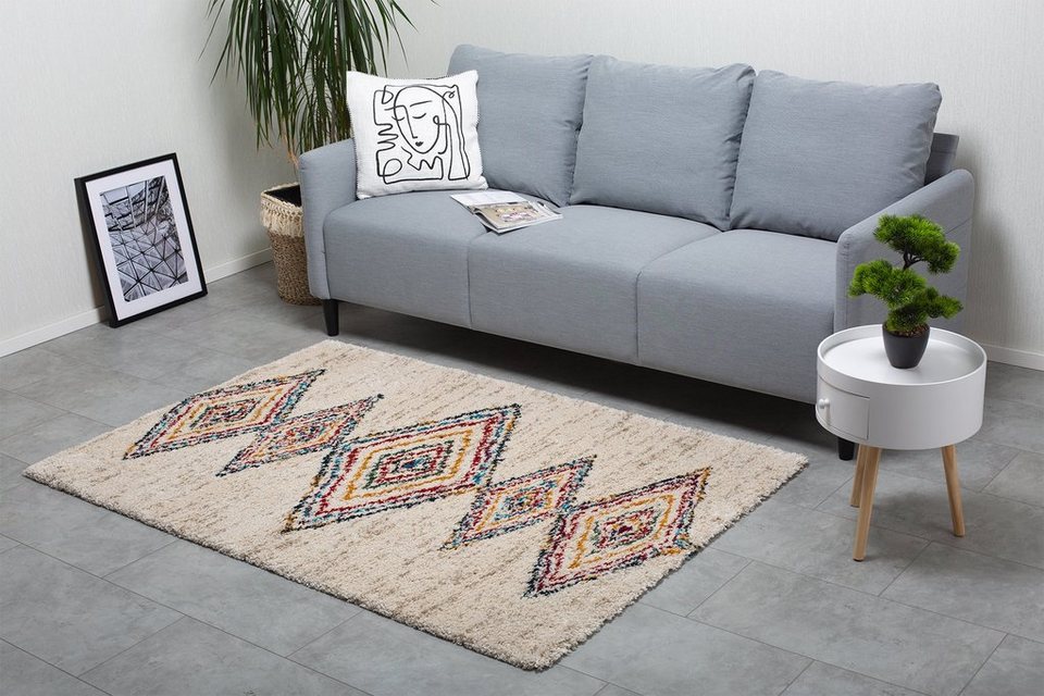 Bora, Alle aus & geprüft Mehrfarbig, DomDeco, für Hochflorteppich auf Teppiche kuschelig Schadstoffe - DomDeco Kunstfasern, weich Boho-Stil von Hochflor-Teppich GEPRÜFT: in hochwertigen lizensiert sind und Wohnzimmer/Schlafzimmer, modernem