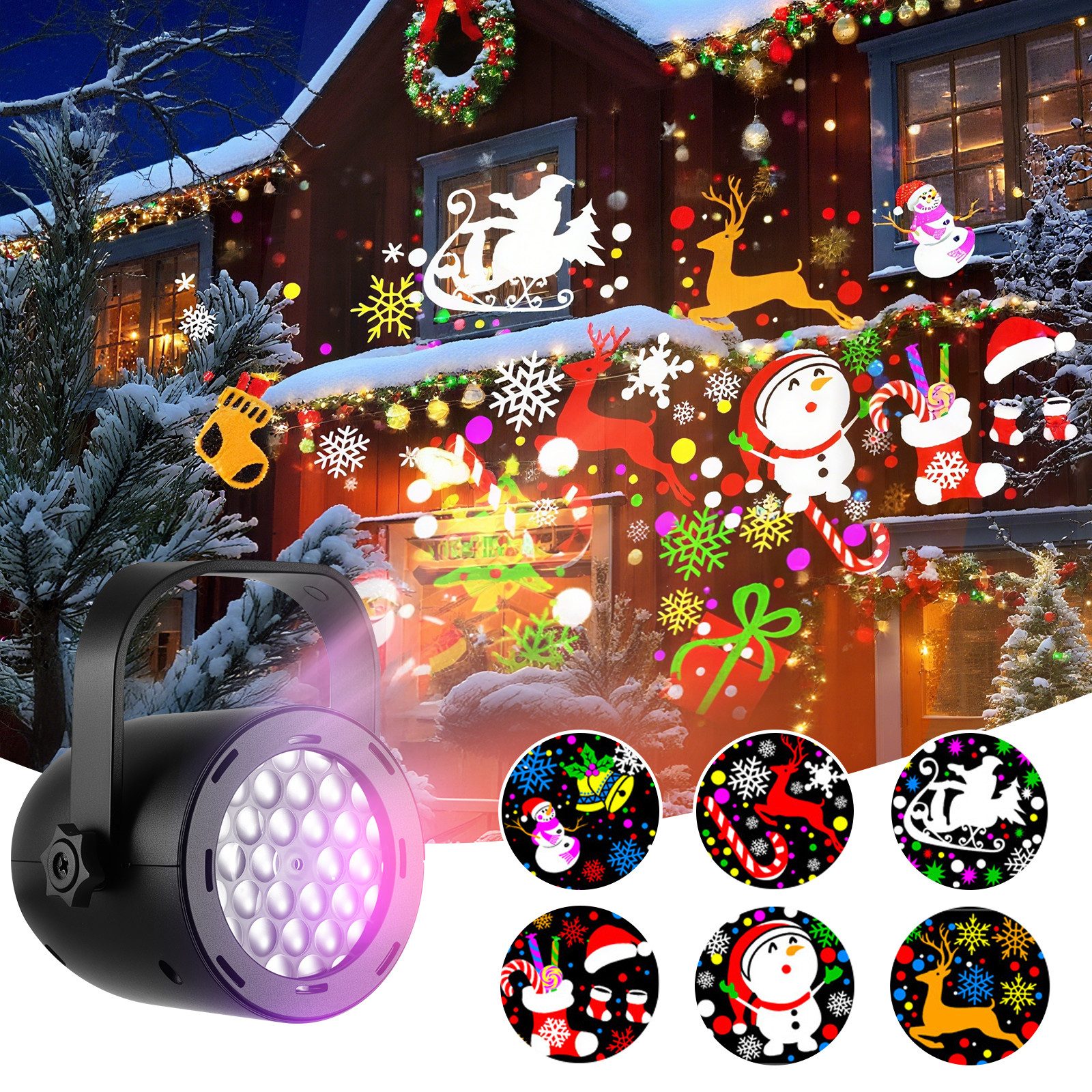 BlingBin Projektionslampe Weihnachten LED Projektorlampe, Projektionslicht mit 16 HD-Diamustern, Weihnachten LED Dekolicht Weihnachtsdeko, LED fest integriert, Tageslichtweiß, Für Die Innendekoration Weihnachtsfeier Weihnachtsdeko Fenster Deko