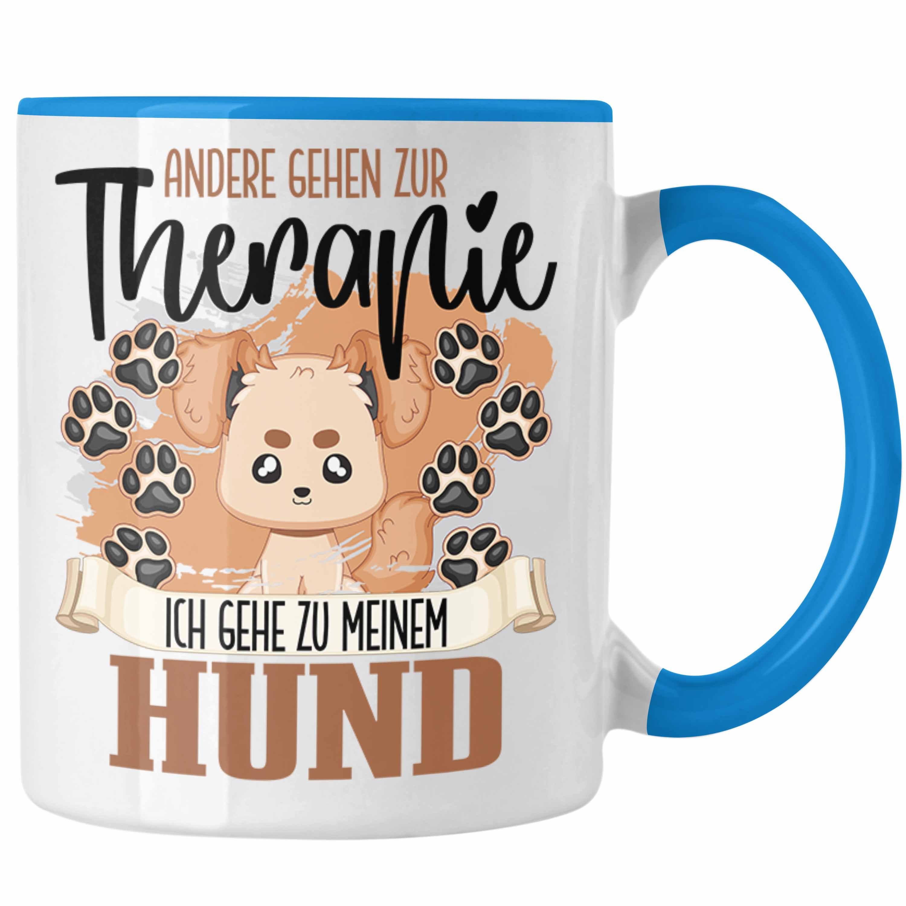 Trendation Tasse Trendation - Hund Tasse Geschenk für Hunde Besitzer Mama Papa Therapie Blau