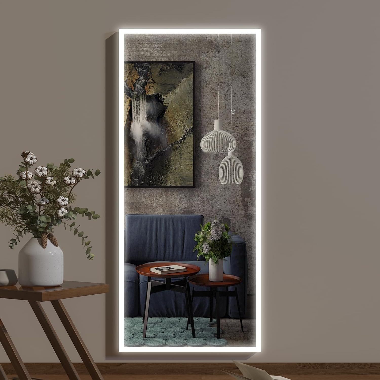 Elemango Ganzkörperspiegel LED-Bogenboden-Spiegel mit 3 Farbwechseln, 165x6 günstig online kaufen