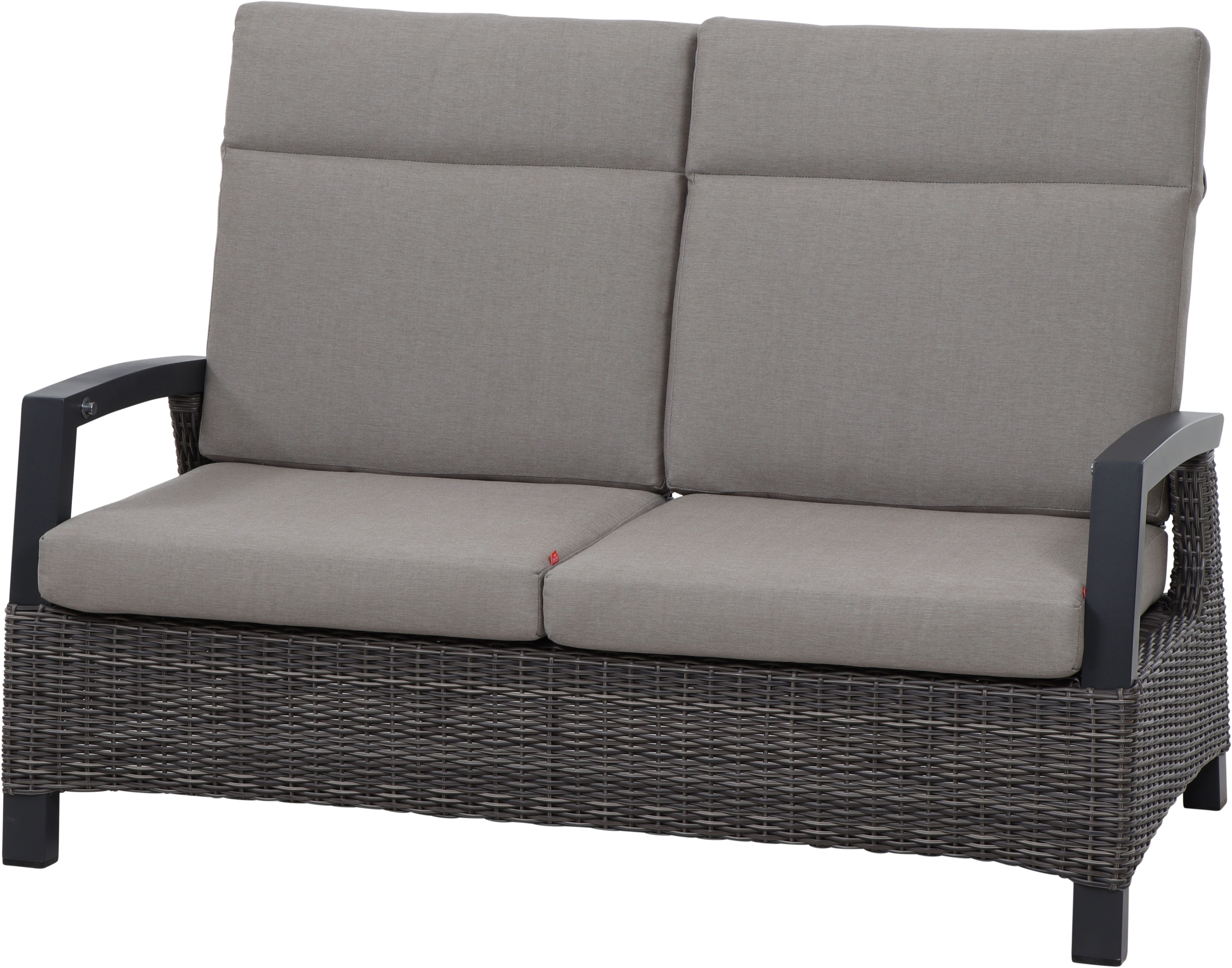 Siena Garden Gartenlounge-Bank CORIDO Lounge 2er Sofa in charcoal grey, Gestell Alu matt anthrazit, mit Sitz- u. Rückenkissen taupe meliert