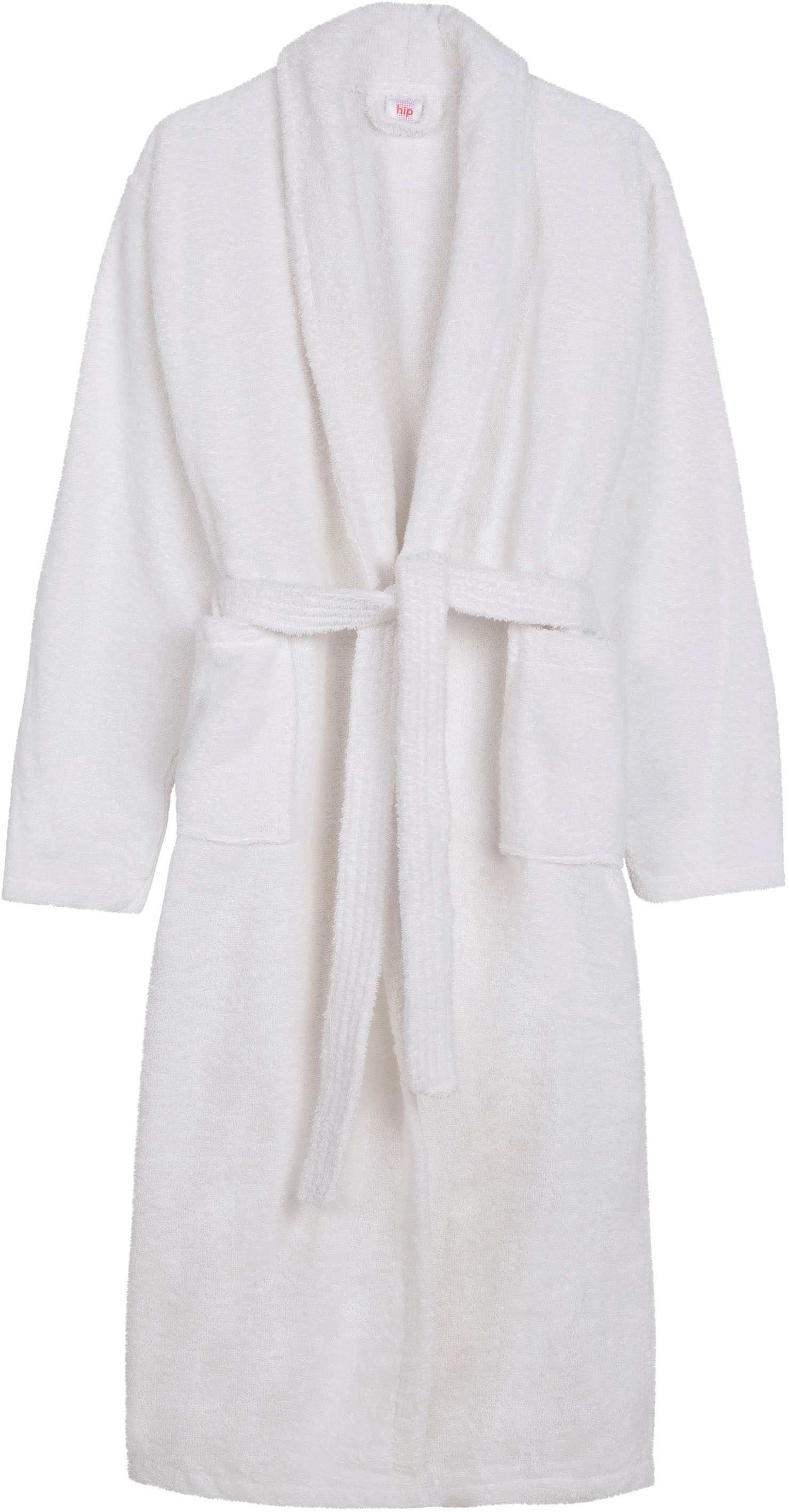 hip Unisex-Bademantel Hip Bathrobe uni - Blue, Midilänge, Walkfrottee, Schalkragen, Gürtel, Schalkragen, Gürtel, Taschen, Baumwolle, Frottee, Weich
