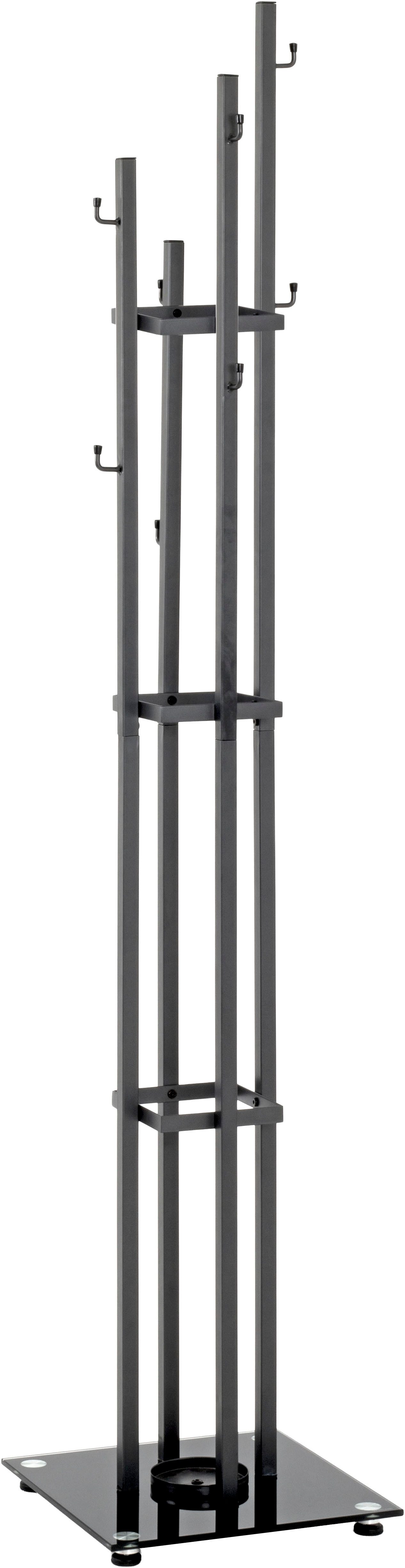 HAKU Garderobenständer Kleiderständer, Standgarderobe, quadratisch - aus Metall Anthrazit - B/T/H 35/35/183 cm